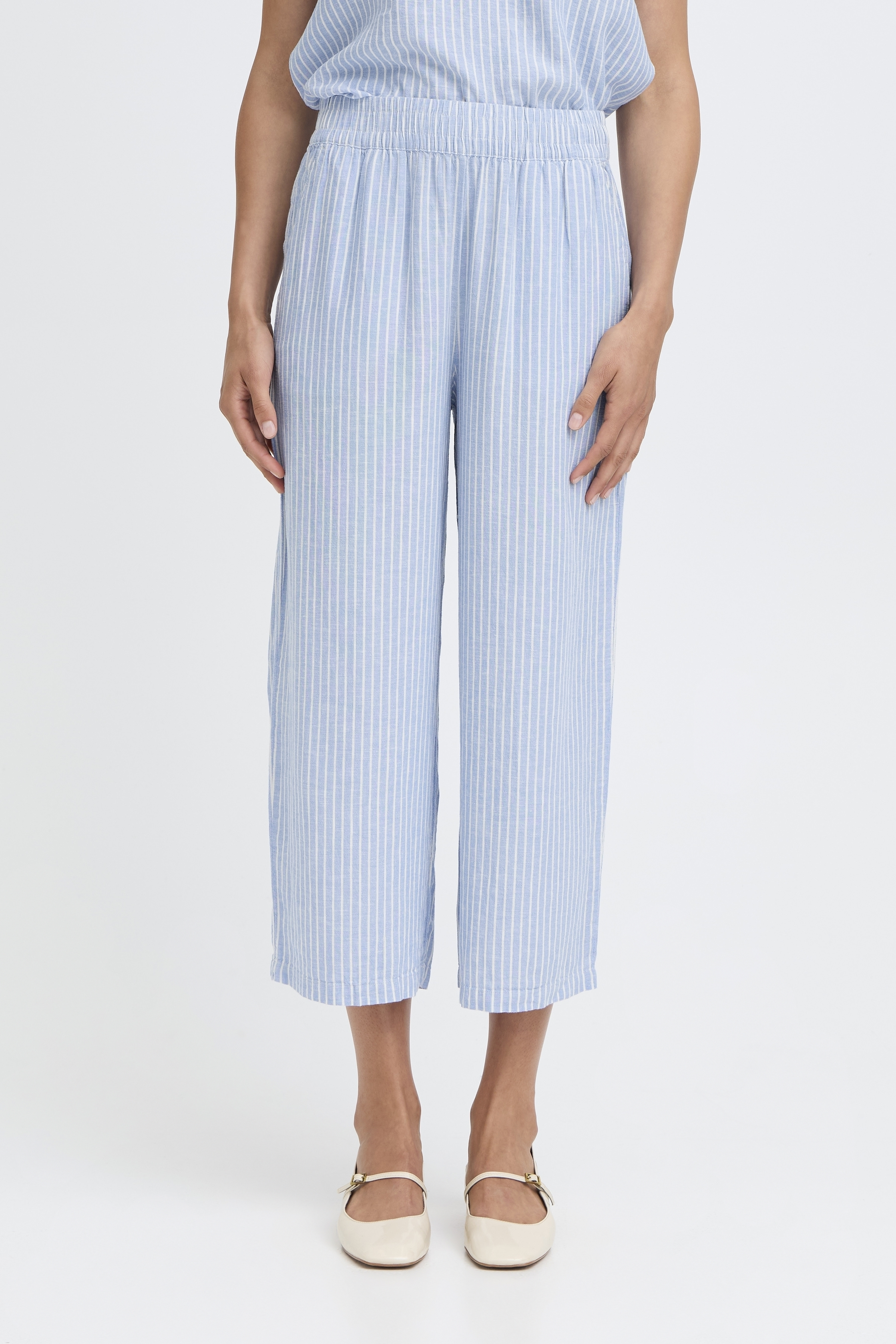 BYFALAKKA CROP PANTS DELLA ROBBIA BLUE STRIPE - 7