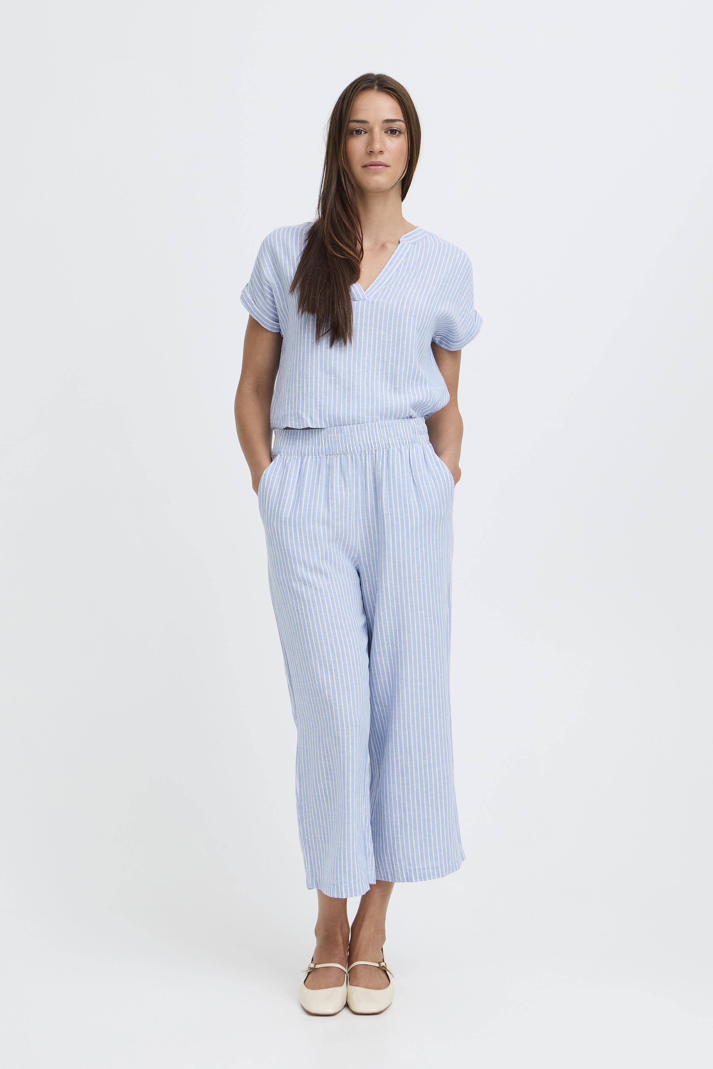 BYFALAKKA CROP PANTS DELLA ROBBIA BLUE STRIPE - 6