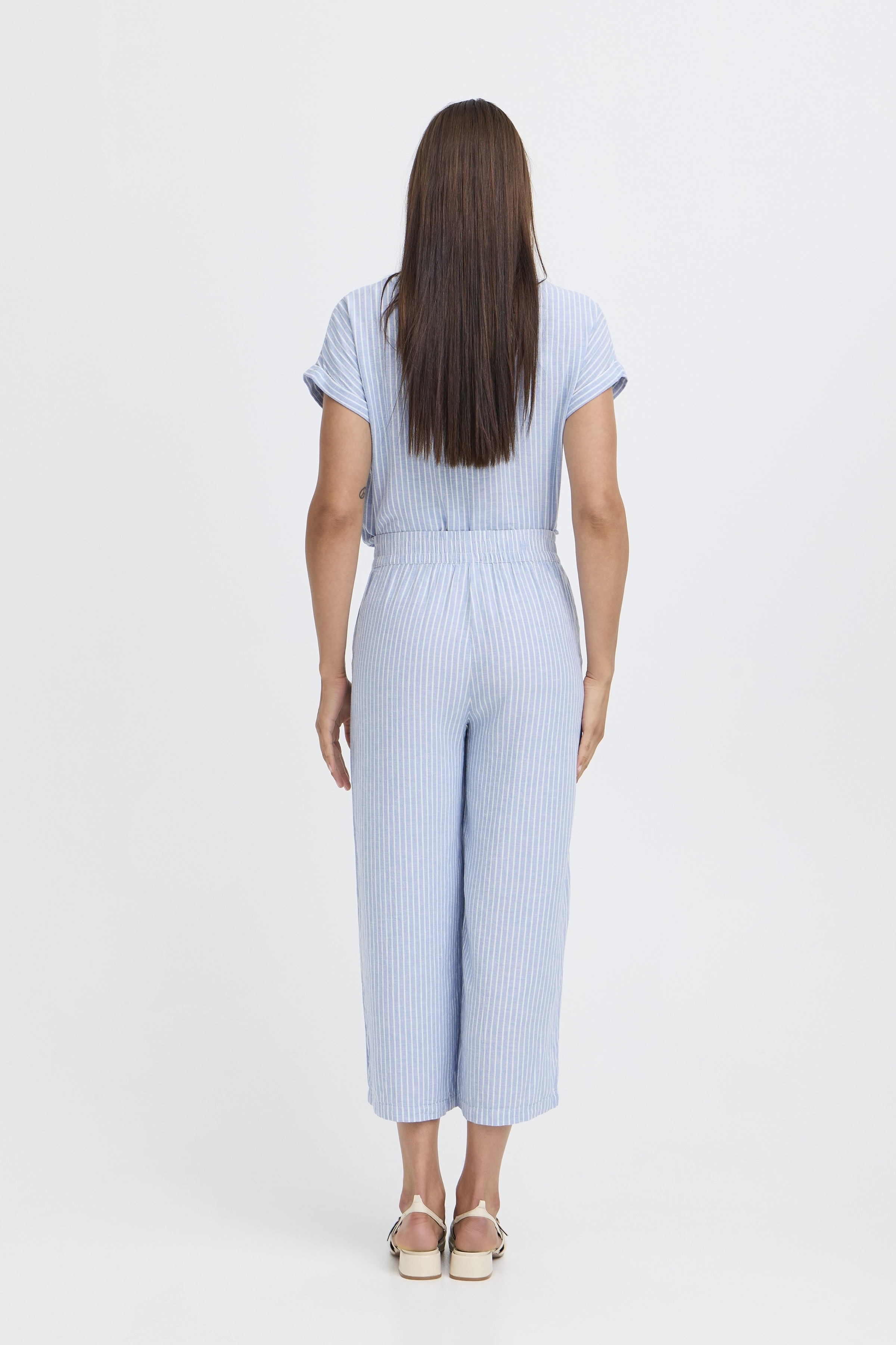 BYFALAKKA CROP PANTS DELLA ROBBIA BLUE STRIPE - 8