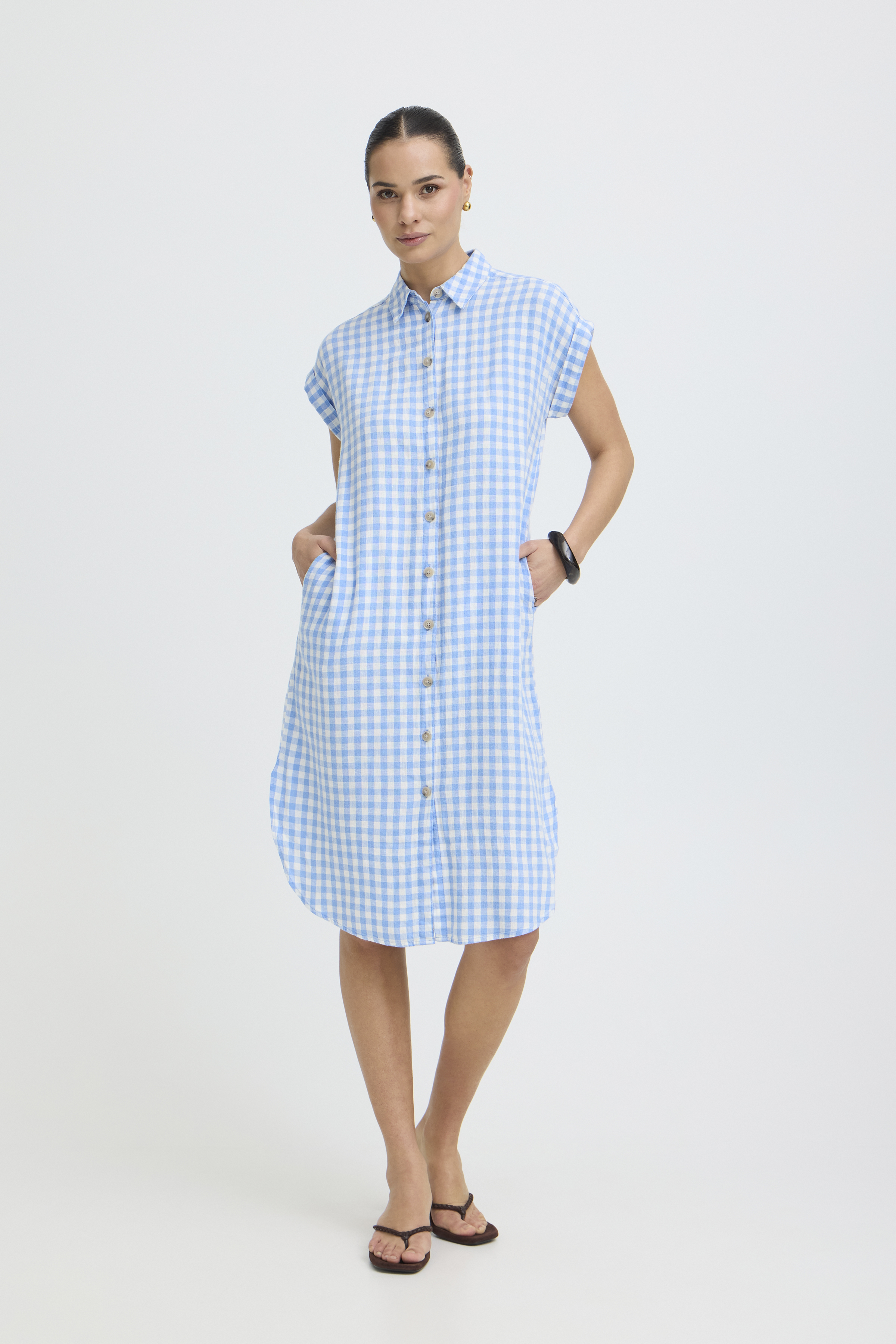BYFALAKKA SS SHIRT DRESS - DELLA ROBBIA BLUE CHECK - 6