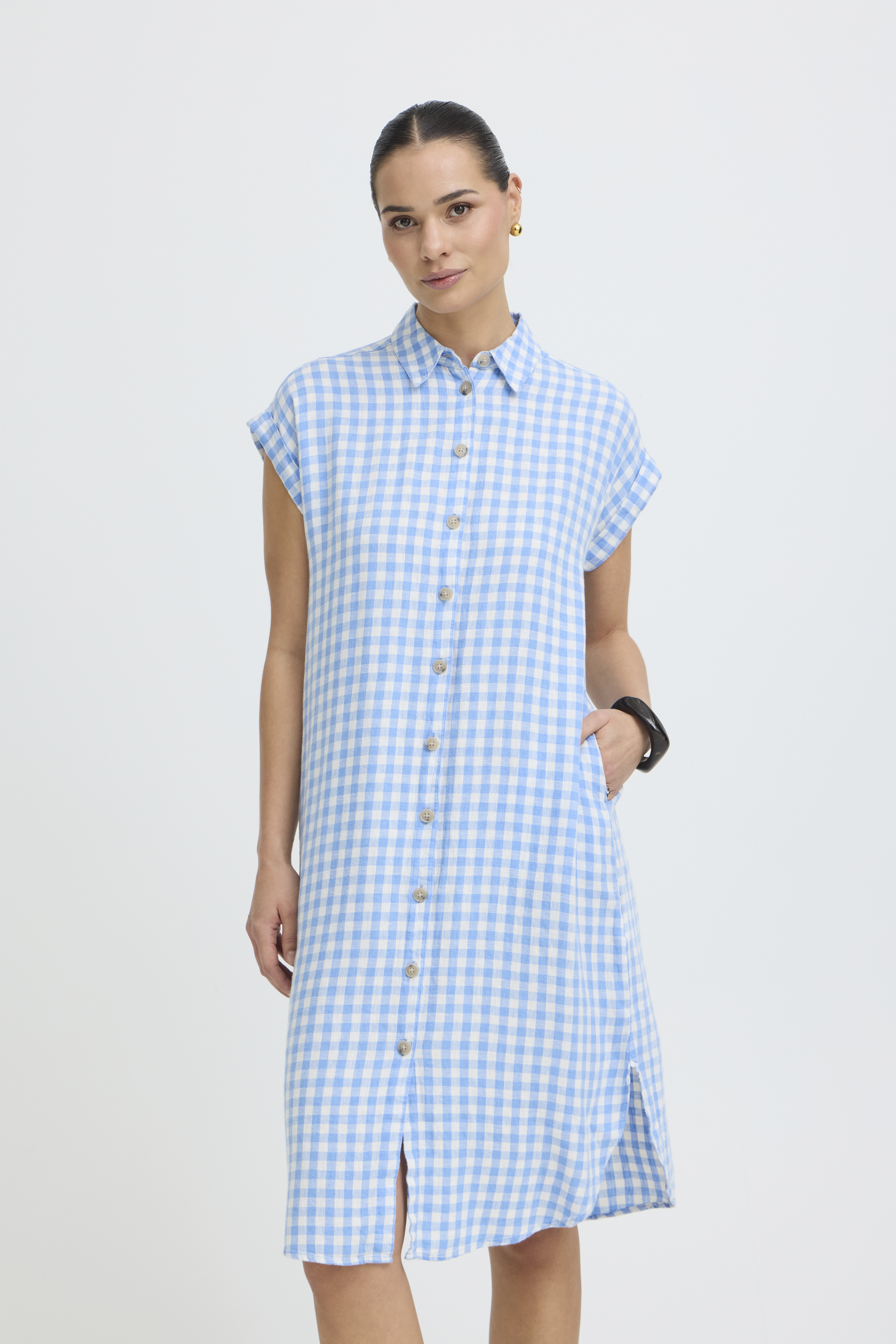 BYFALAKKA SS SHIRT DRESS - DELLA ROBBIA BLUE CHECK - 7