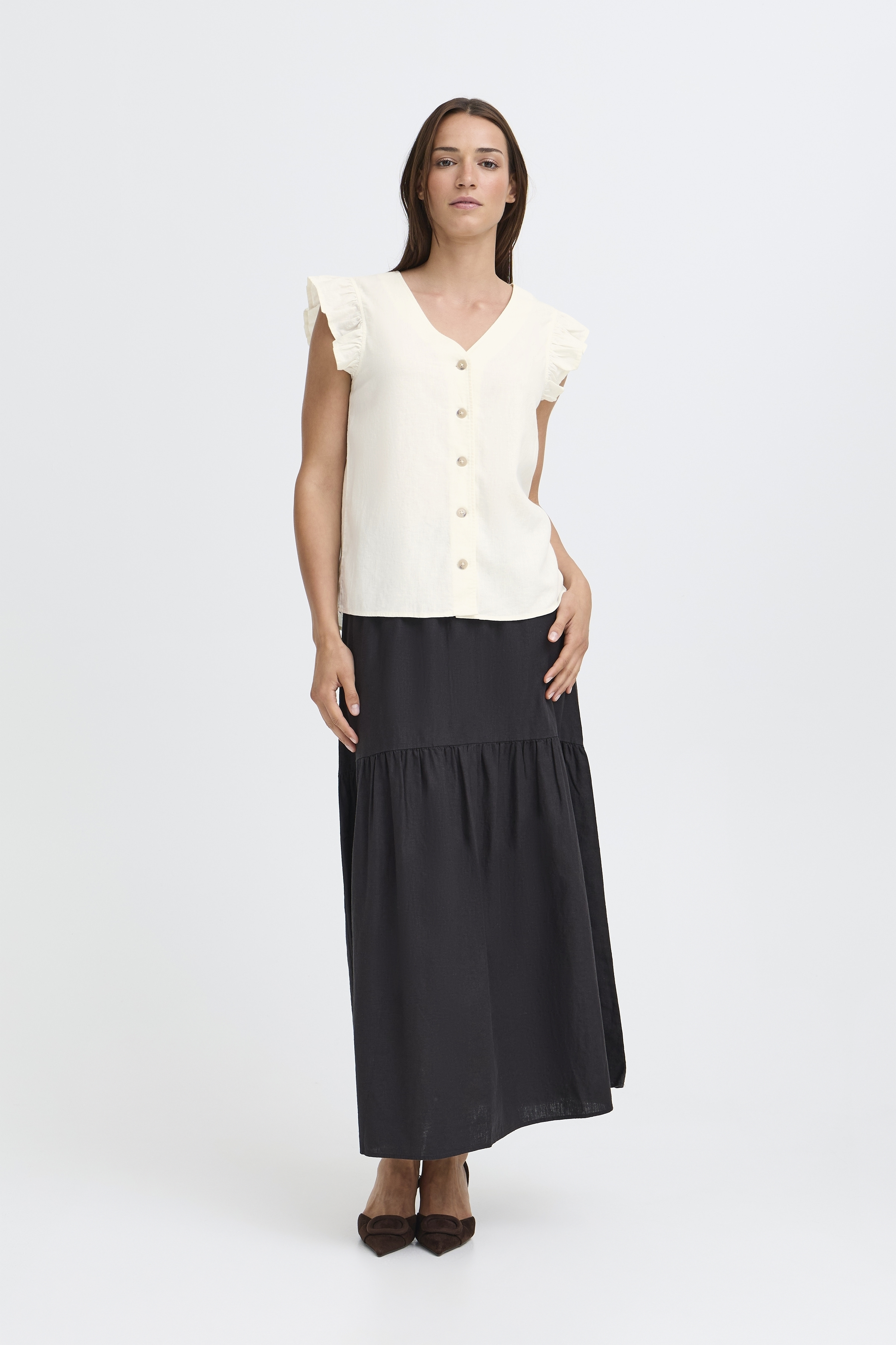 BYFALAKKA RUFFLE SHIRT - Marshmallow - 6