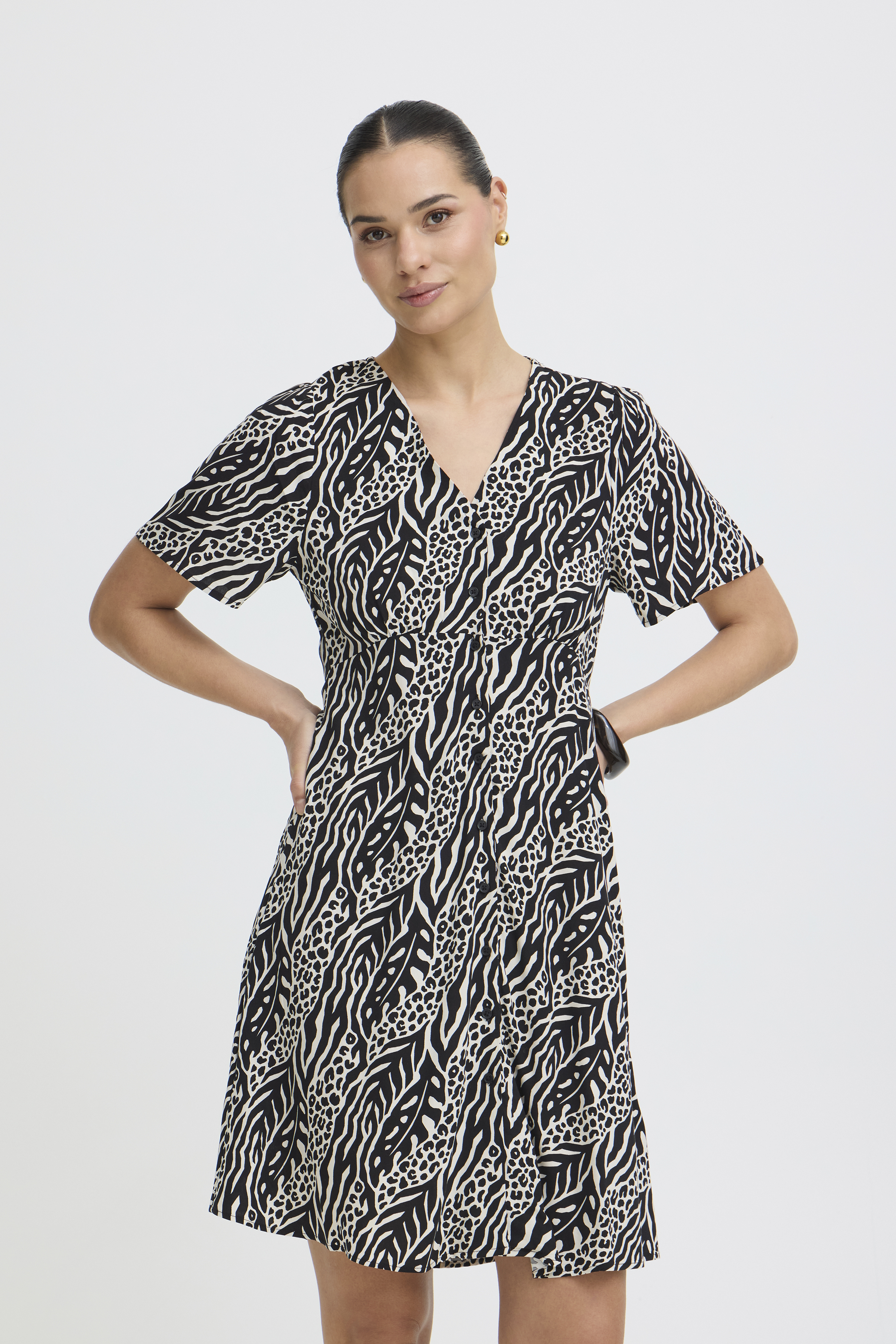 BYMMJOELLA SHORT VNECK DRESS 4 NATURE VIBES METEORITE - 6