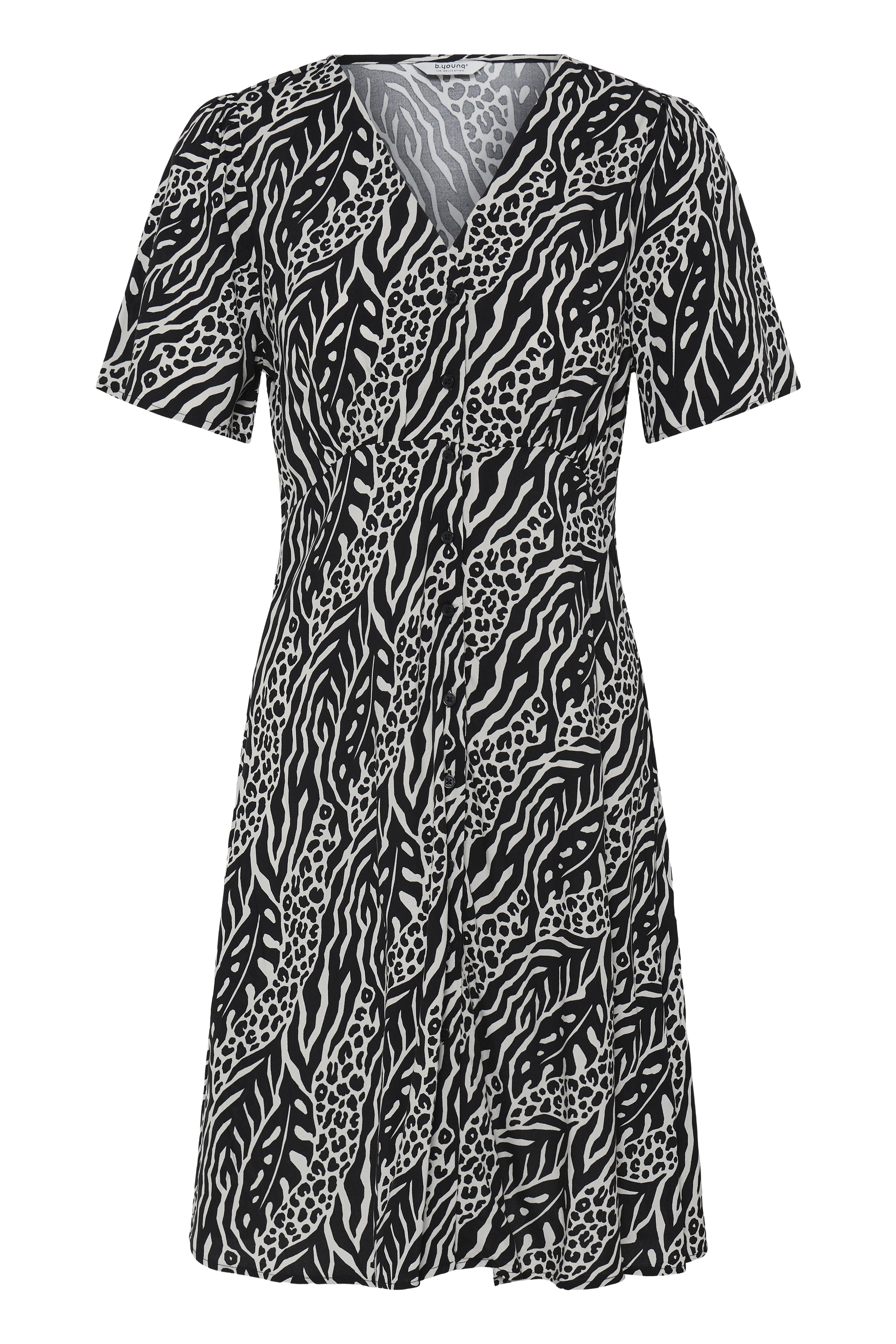 BYMMJOELLA SHORT VNECK DRESS 4 NATURE VIBES METEORITE