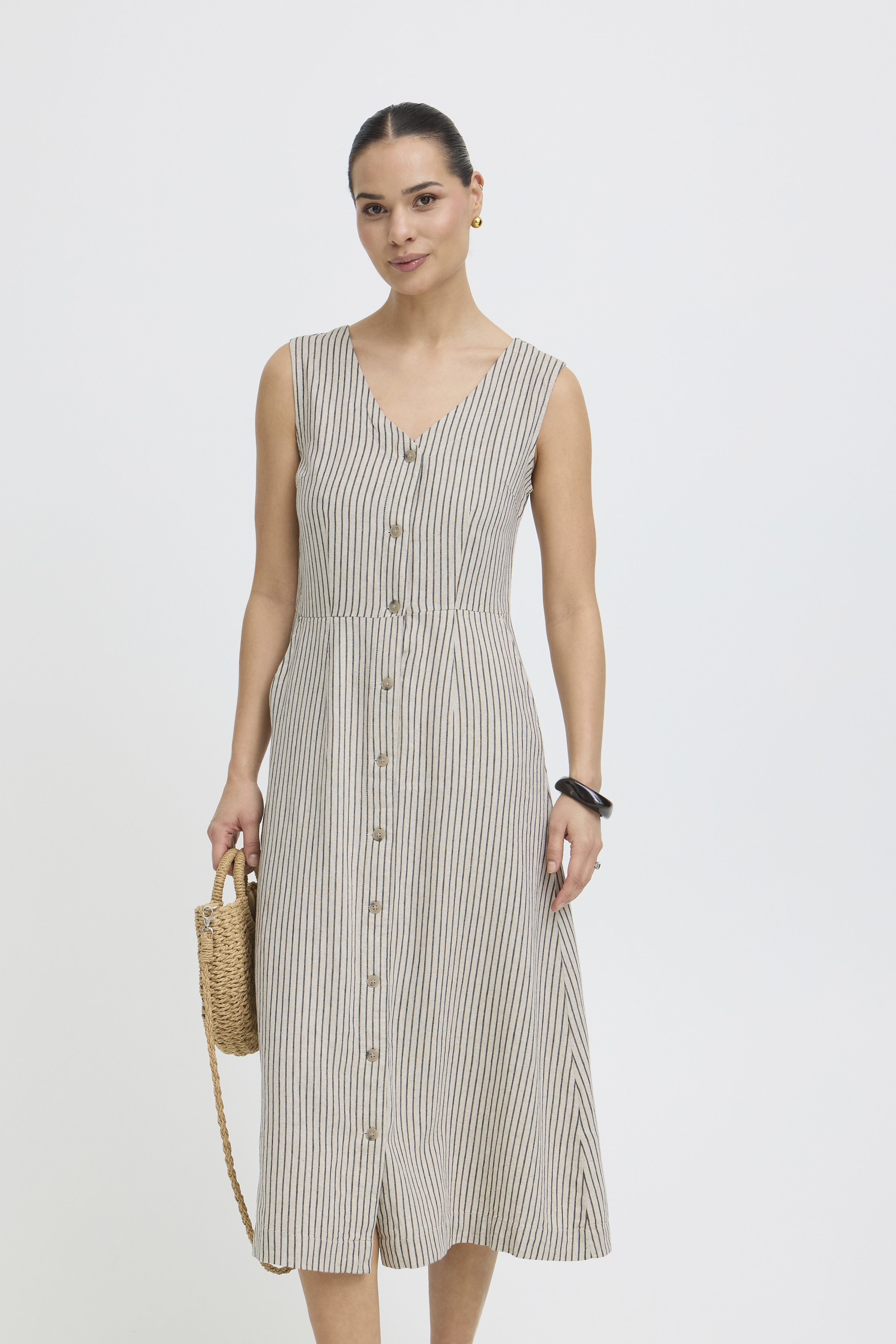BYFALAKKA BUTTON DRESS 2 RAINY DAY STRIPE - 7