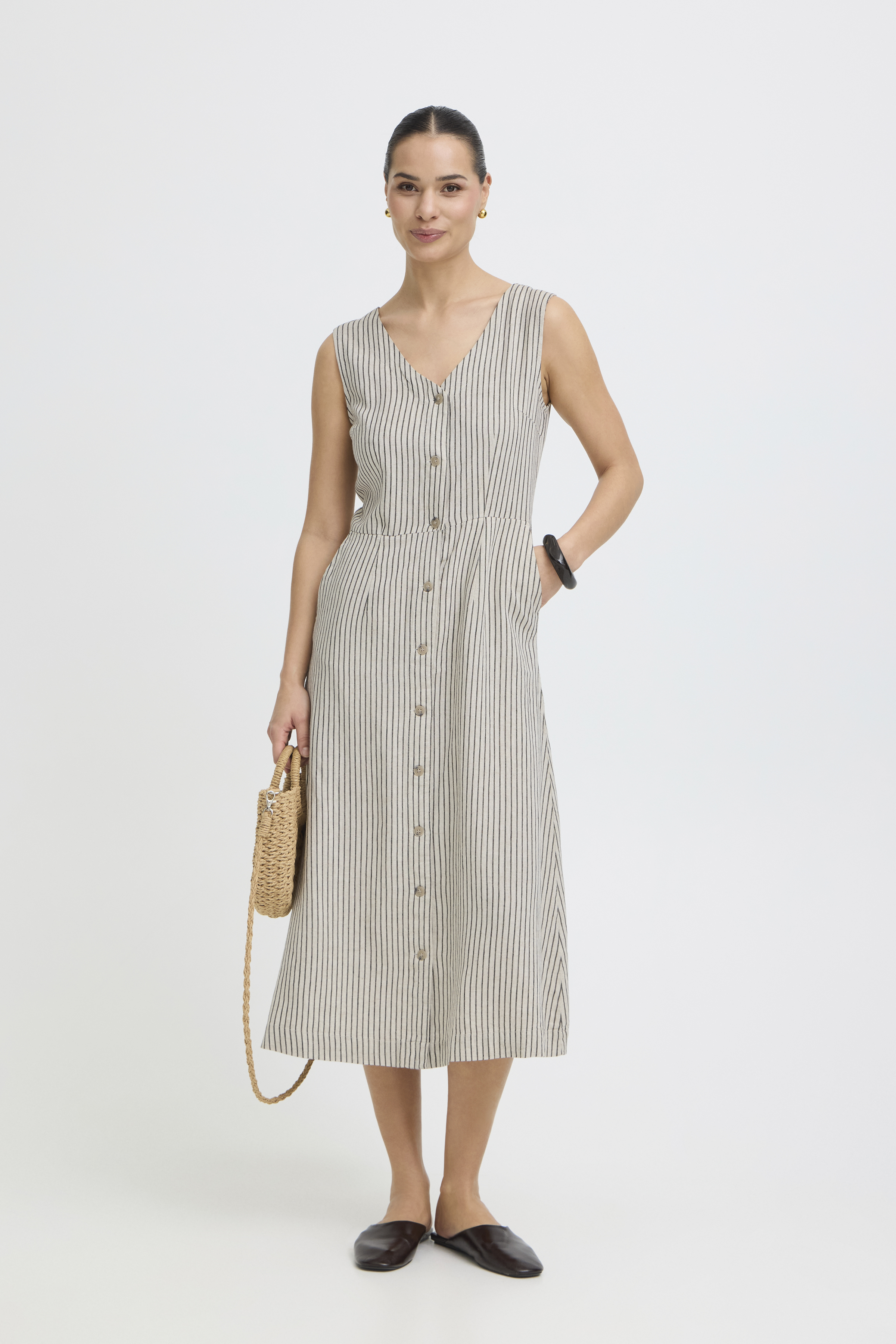 BYFALAKKA BUTTON DRESS 2 RAINY DAY STRIPE - 6
