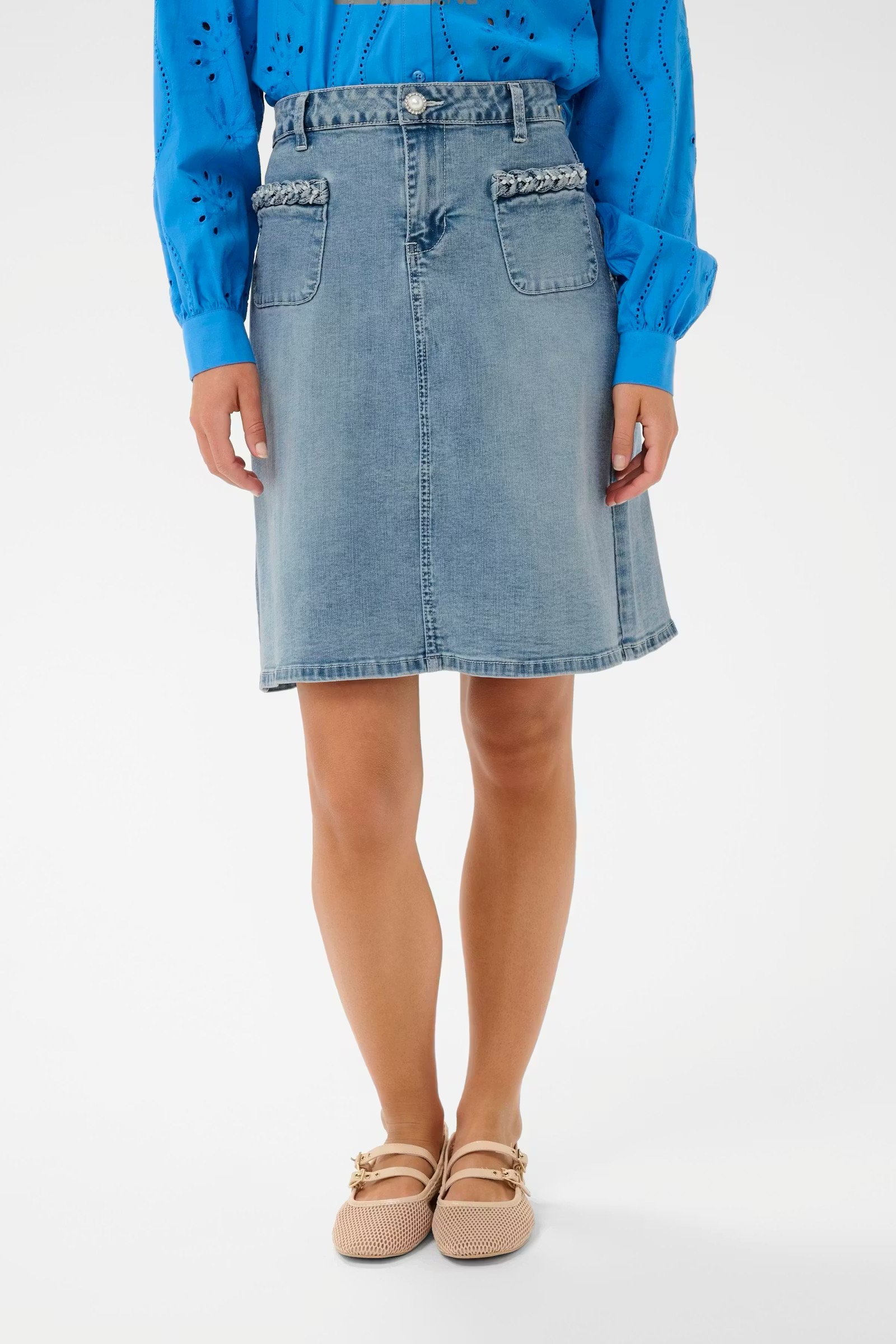 GRAZIE DENIM SKIRT - CREAM - 3