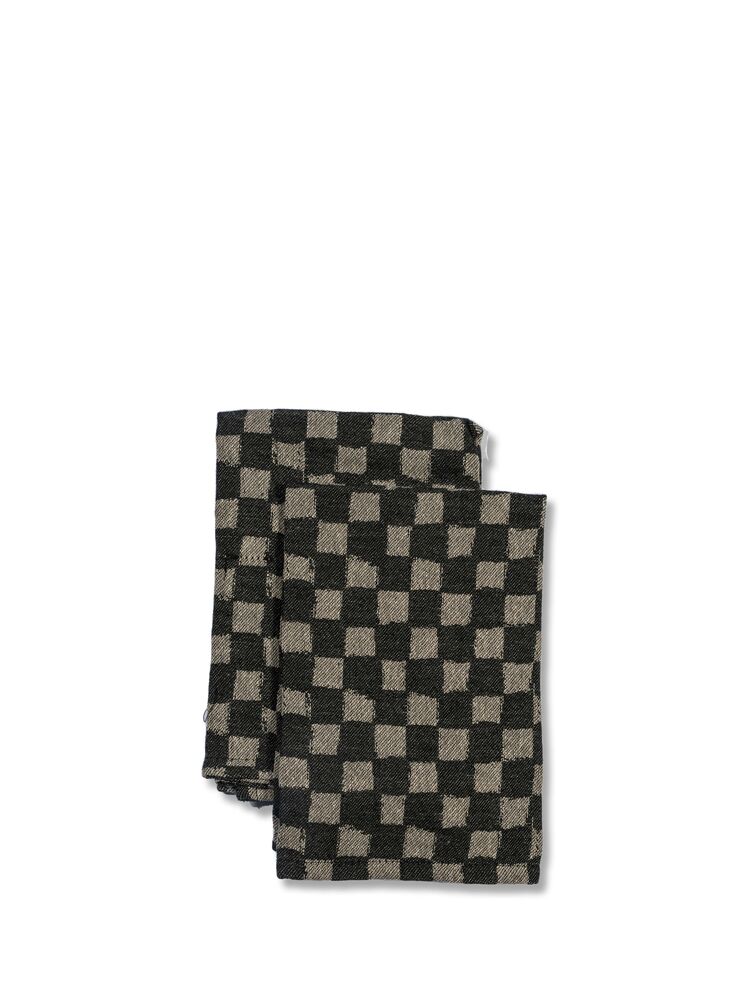 Sagaform /Byon Bomullsservett Checki, svart, 2-pack, 45x45 cm