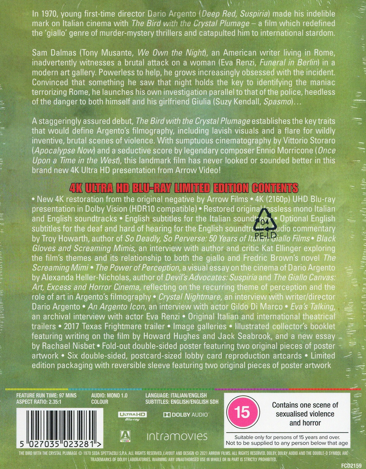 Bird With the Crystal Plumage (Arte Originale Limited Edition) (ej svensk text) (4K Ultra HD) - 2