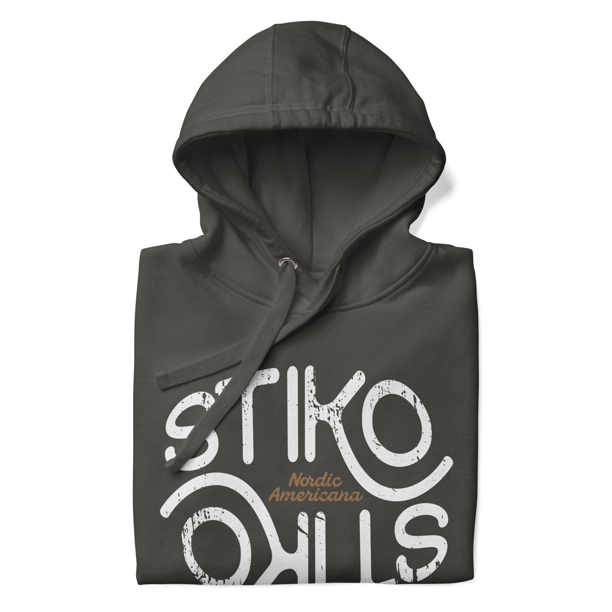 Mjuk premiumhoodie med texten “Stiko Nordic Americana” på bröstet. Dubbelfodrad huva med dragsnöre och praktisk framficka. Finns i storlekarna S–3XL. Material: 65 % bomull, 35 % polyester.