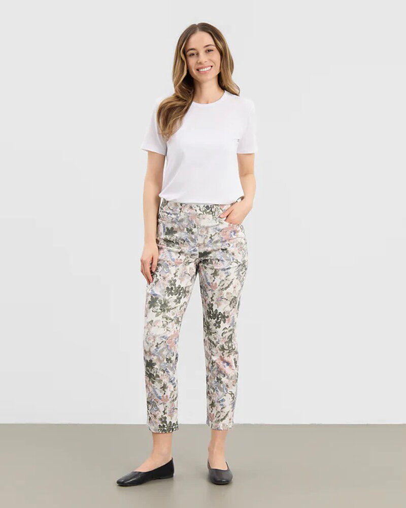 Mirakelbyxa Hannah kort regular khaki/rosa blommig