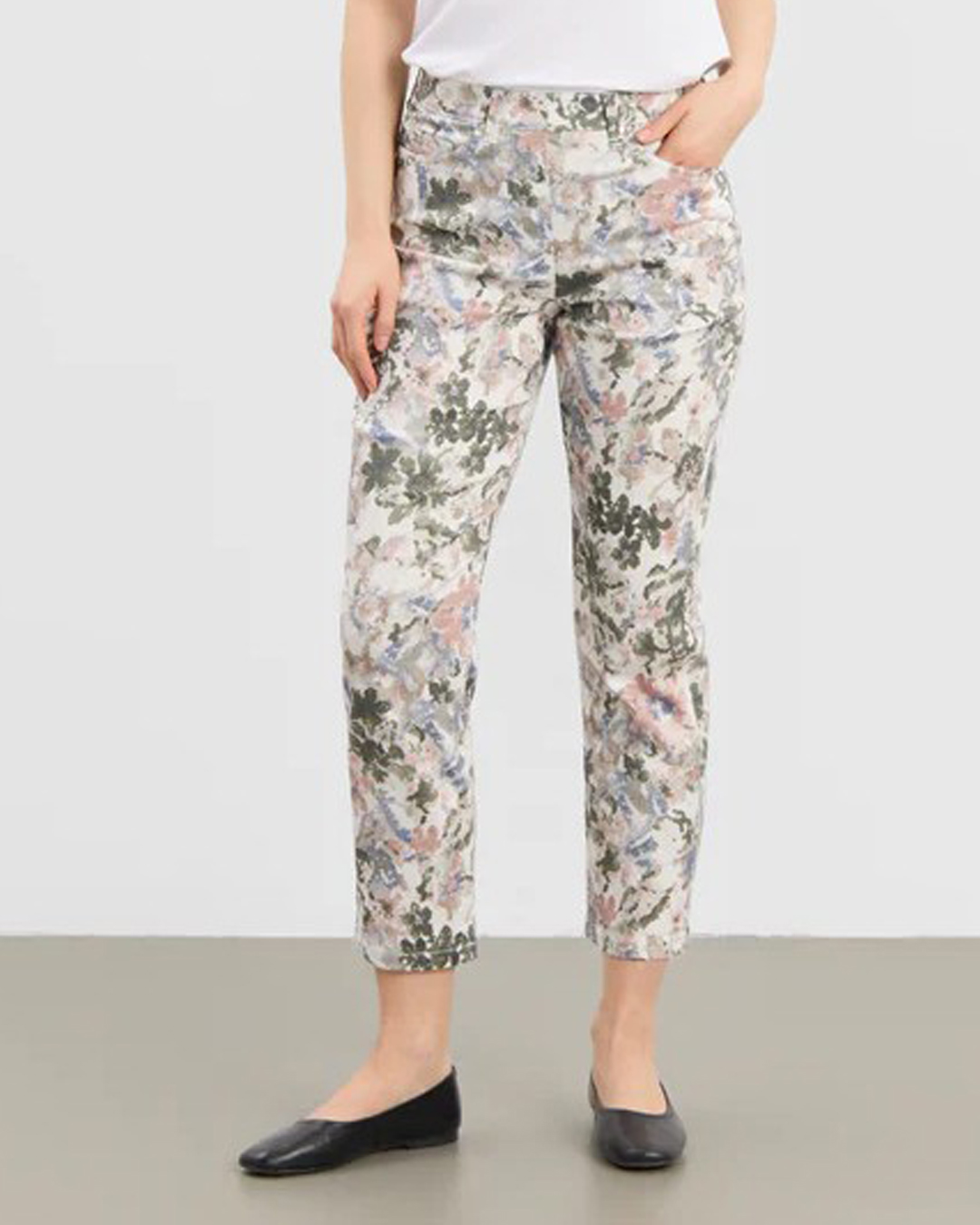 Mirakelbyxa Hannah kort regular khaki/rosa blommig - 3