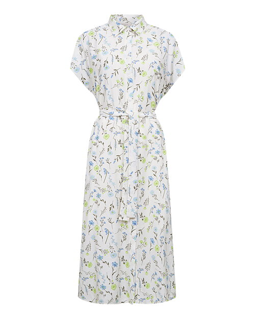 Skjortklänning Molli småblommig grön/blå