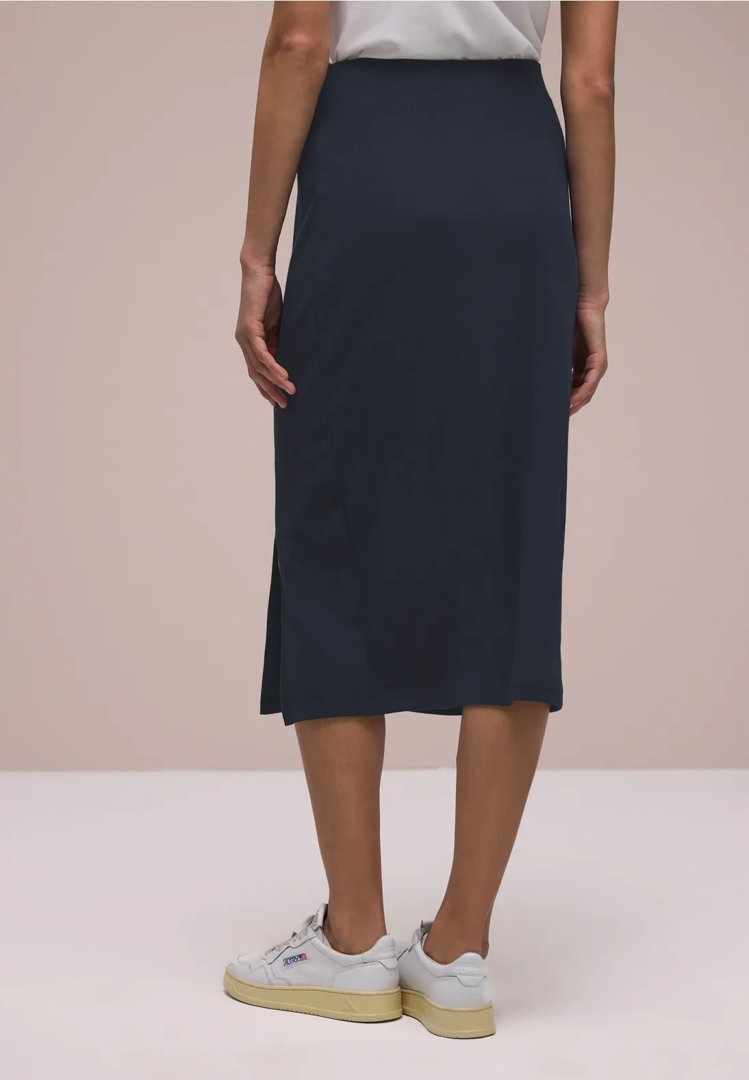 Style Pepita Rib Solid Skirt - Shadowed Navy - Street One