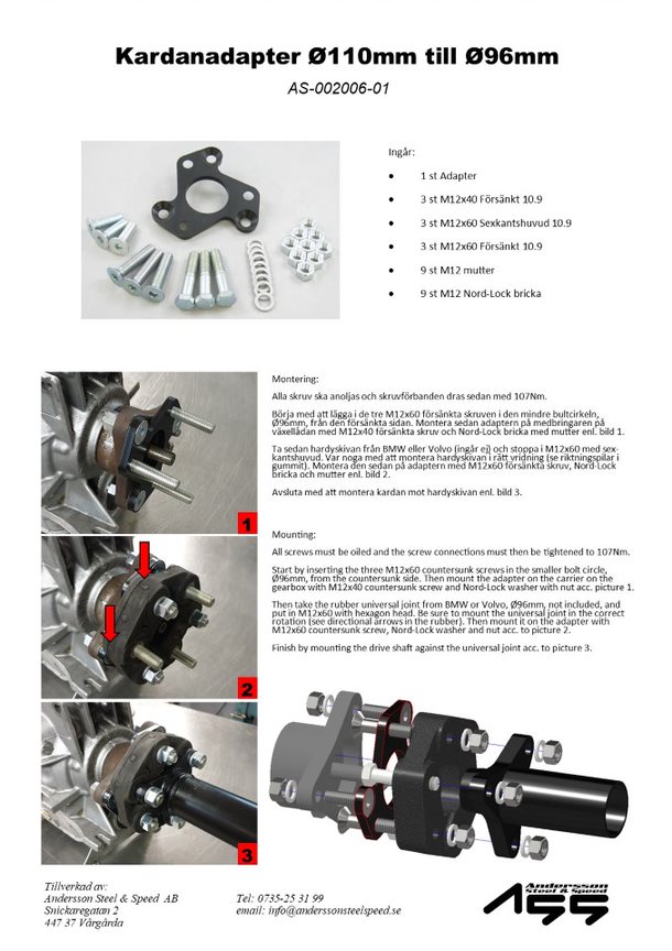 Kardanadapter 110mm till 96mm - 2