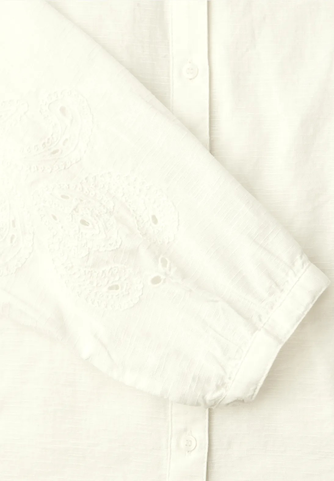 V-Neck Buttoned Blouse W Embro - Off White - Street One - 4