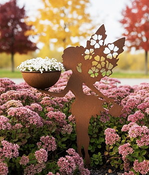 Blomsterälva Med Fågel-/Insektsbad