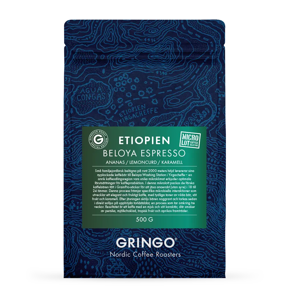 Gringo Nordic - Etiopien Beloya Espresso Anaerobic Natural - Mellanrostade hela espressobönor - 500g