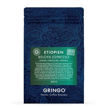 Gringo Nordic - Etiopien Beloya Espresso Anaerobic Natural - Mellanrostade hela espressobönor - 500g