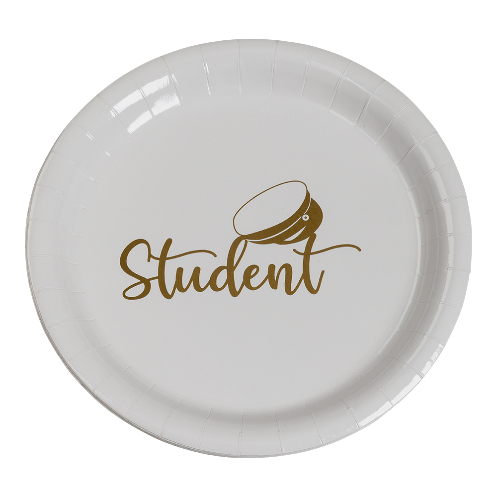 Paperilautaset Student Gold 18cm 8kpl