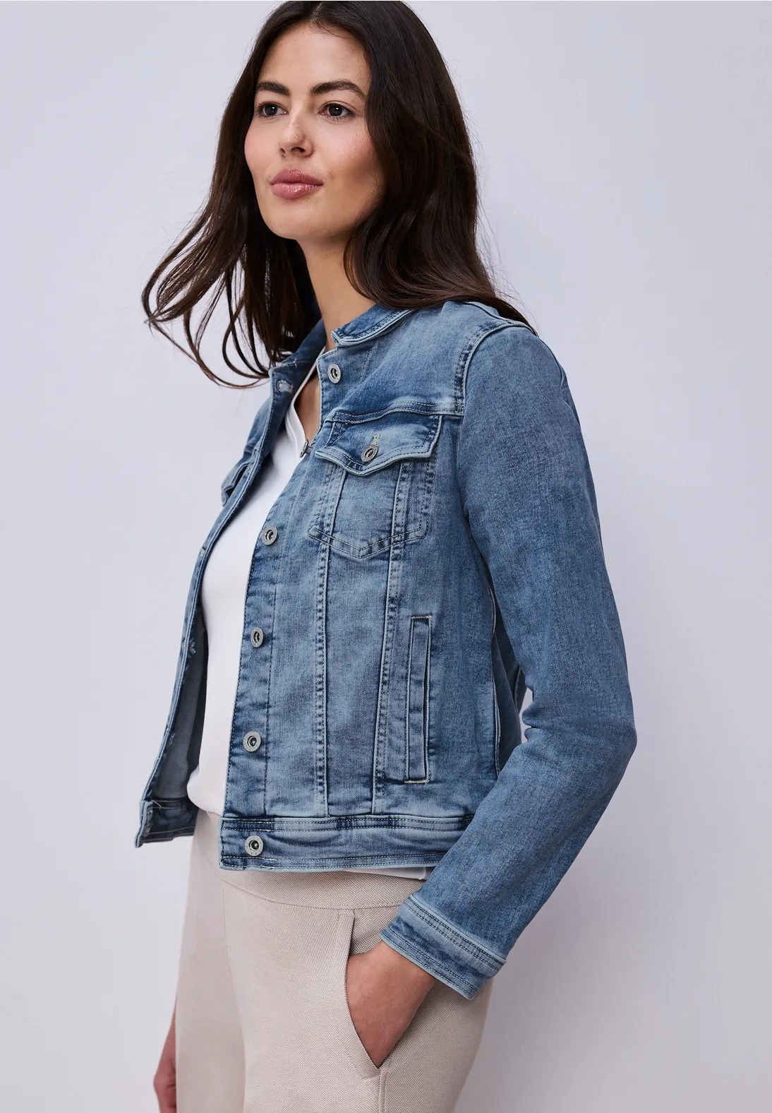 QR Style Jacket Mid Blue Wash - Mid Blue - Street One