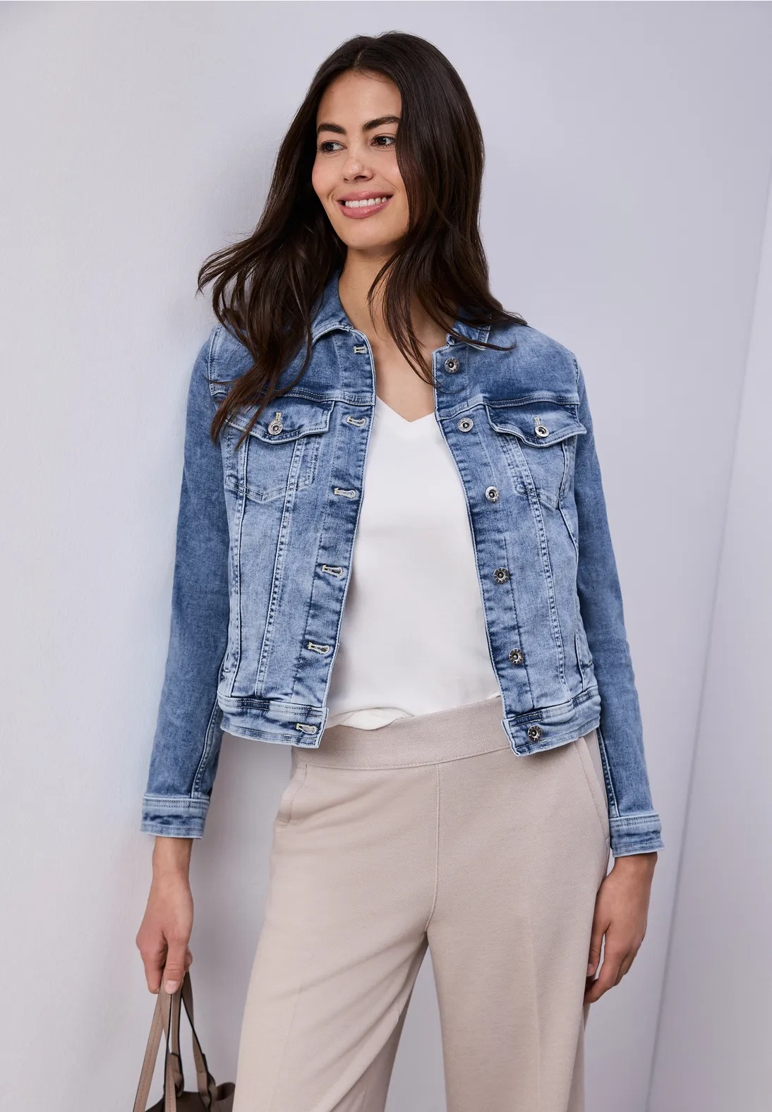 QR Style Jacket Mid Blue Wash - Mid Blue - Street One