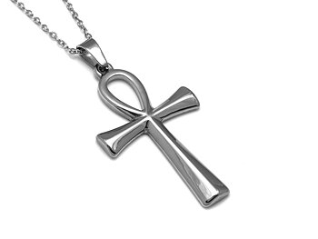 Ankhkors Halsband i Rostfritt Stål, Egyptisk Symbol för Livet Hänge, Ankh Smycke