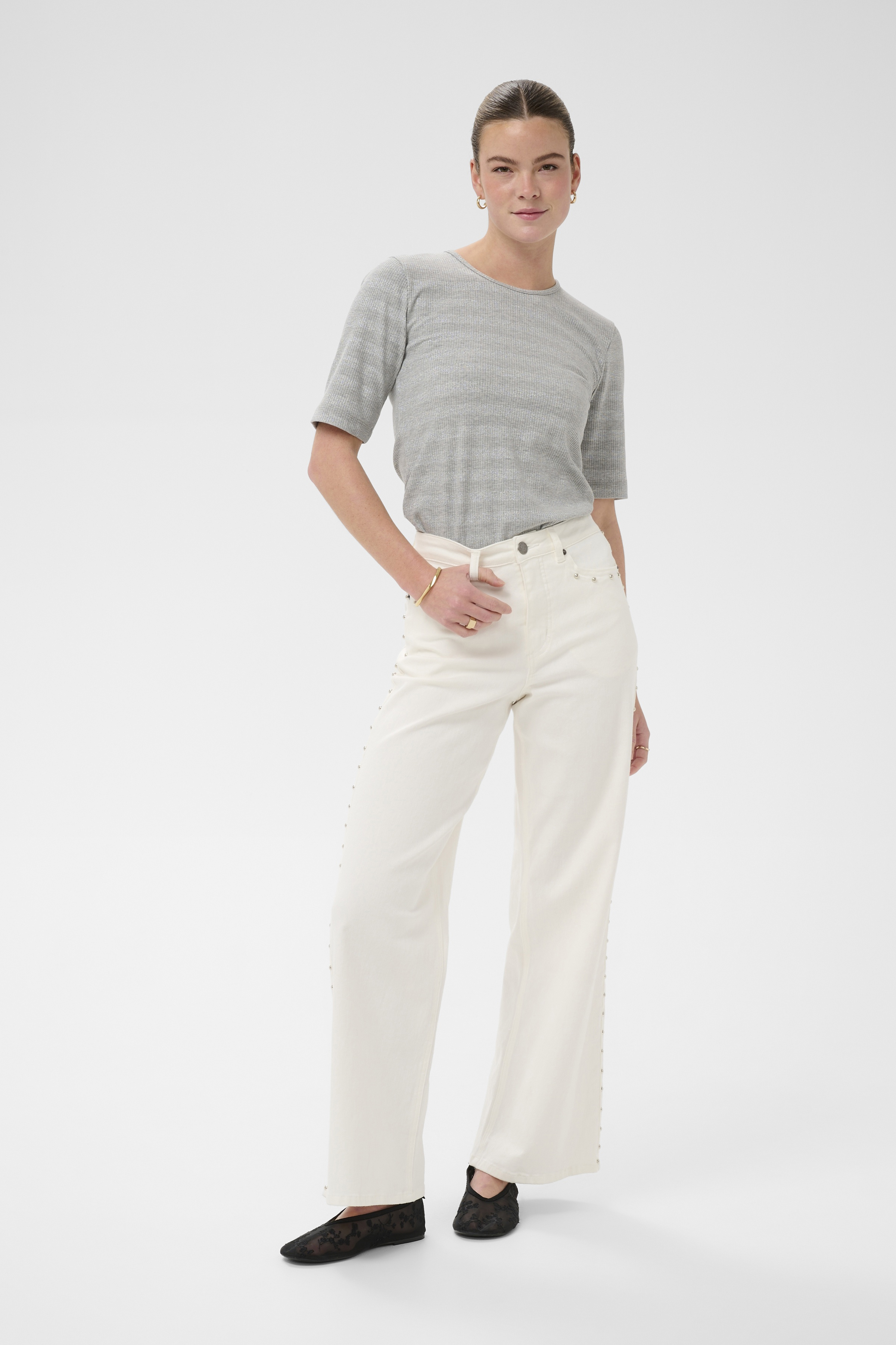 KAjuno jeans Chalk  Vita jeans med nitar