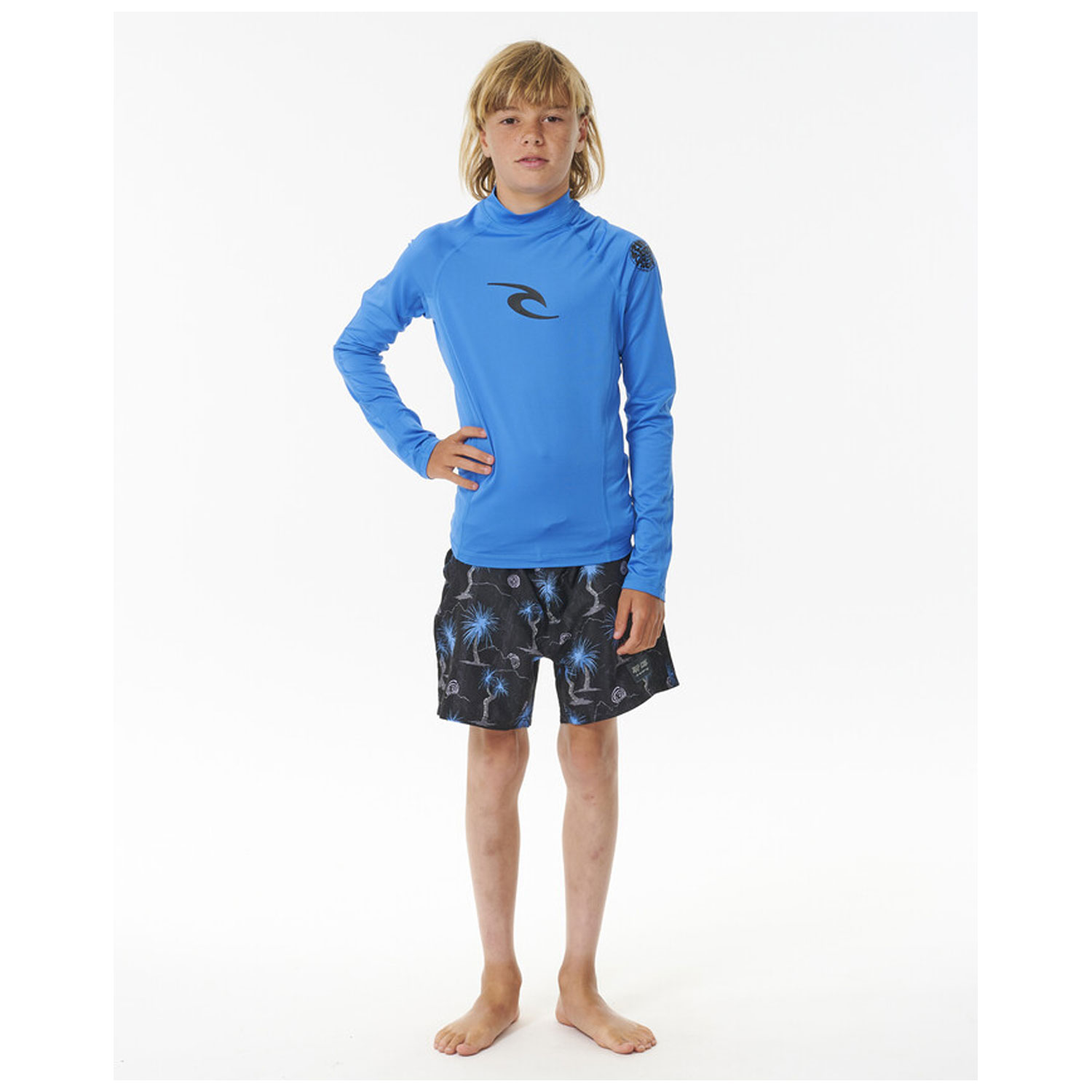 Rip Curl rashguard jr Waves UPF L/S blue gum