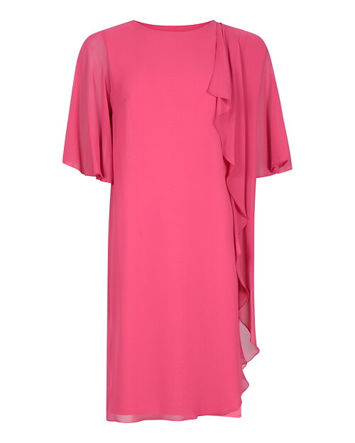 Klänning med chiffong drapering ceriserosa
