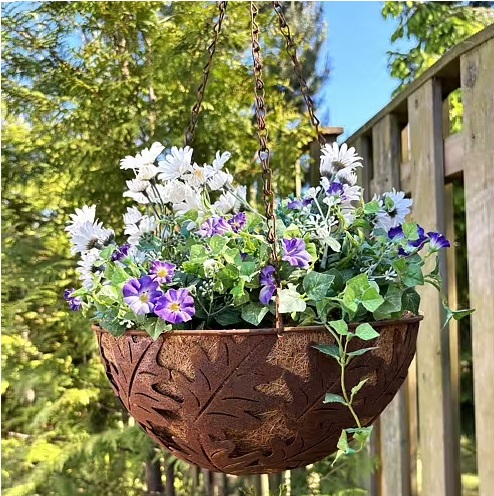 Ampel rost Eklöv plåt blomampel hängande shabby chic lantlig stil