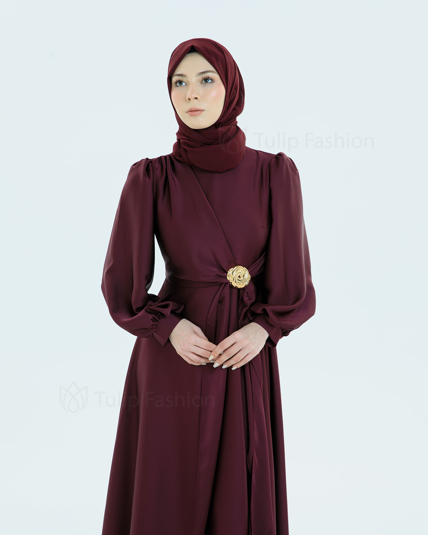 Party Dress - Wine Red - 3