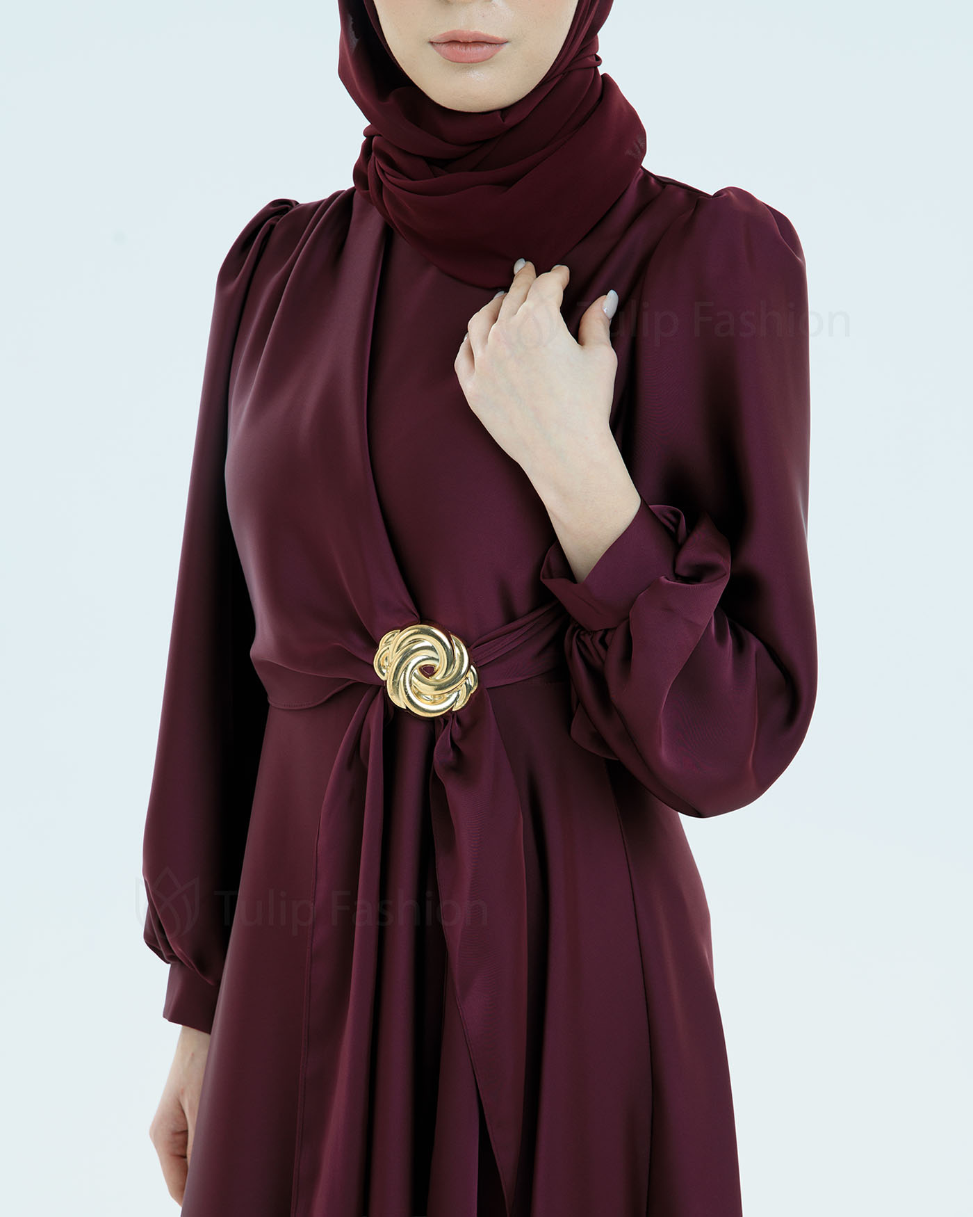 Party Dress - Wine Red - 4