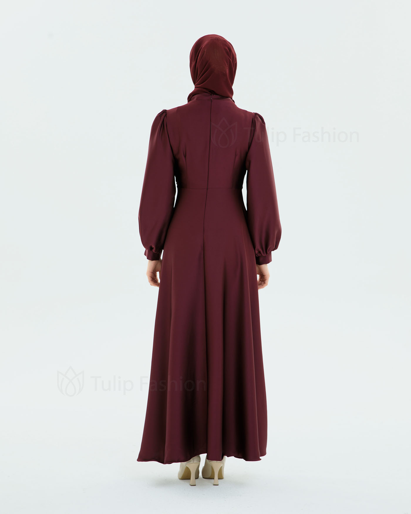 Party Dress - Wine Red - 2