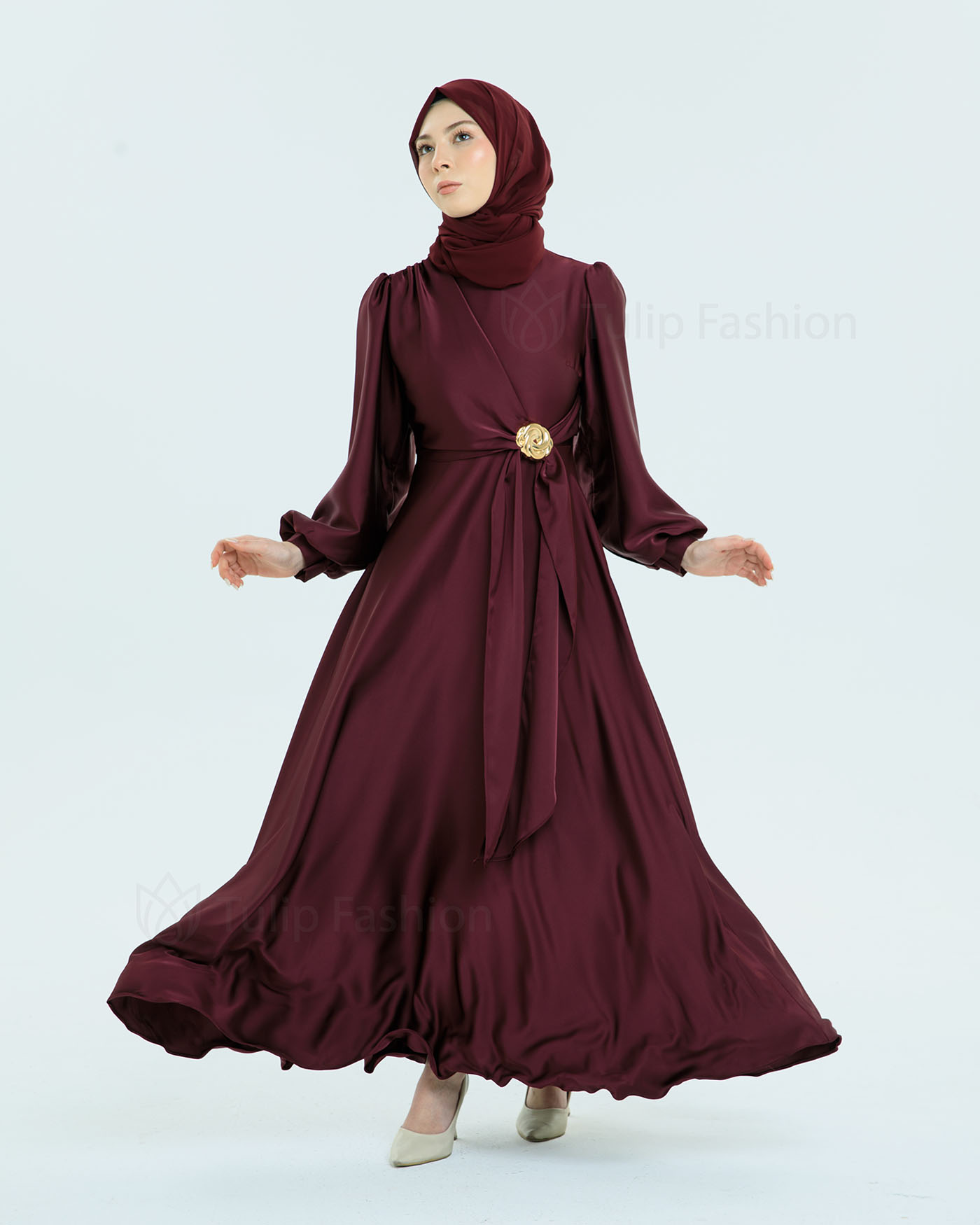 Party Dress - Wine Red - 5