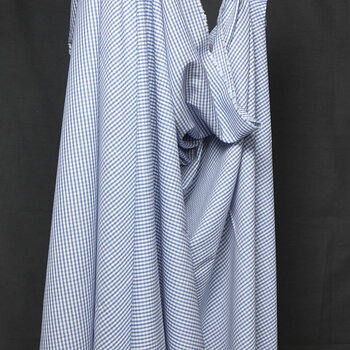 Bundle of 1,75 meters - Merino wool and linen RWS certified checked light blue and white