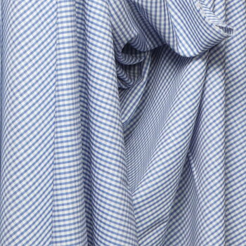 Bundle of 1,75 meters - Merino wool and linen RWS certified checked light blue and white
