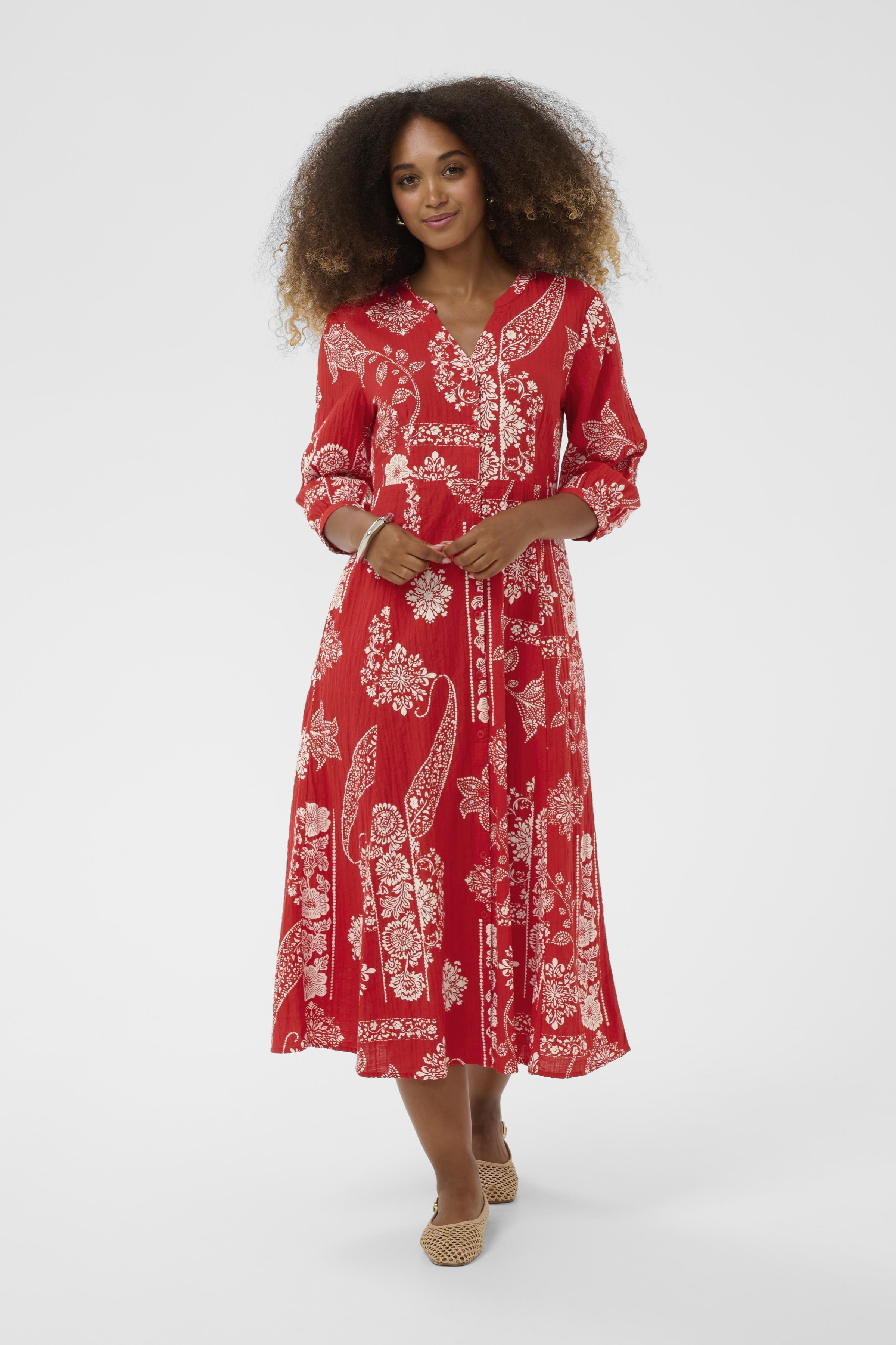 CRGianna Dress Lång Mönstrad Röd Klänning - 3