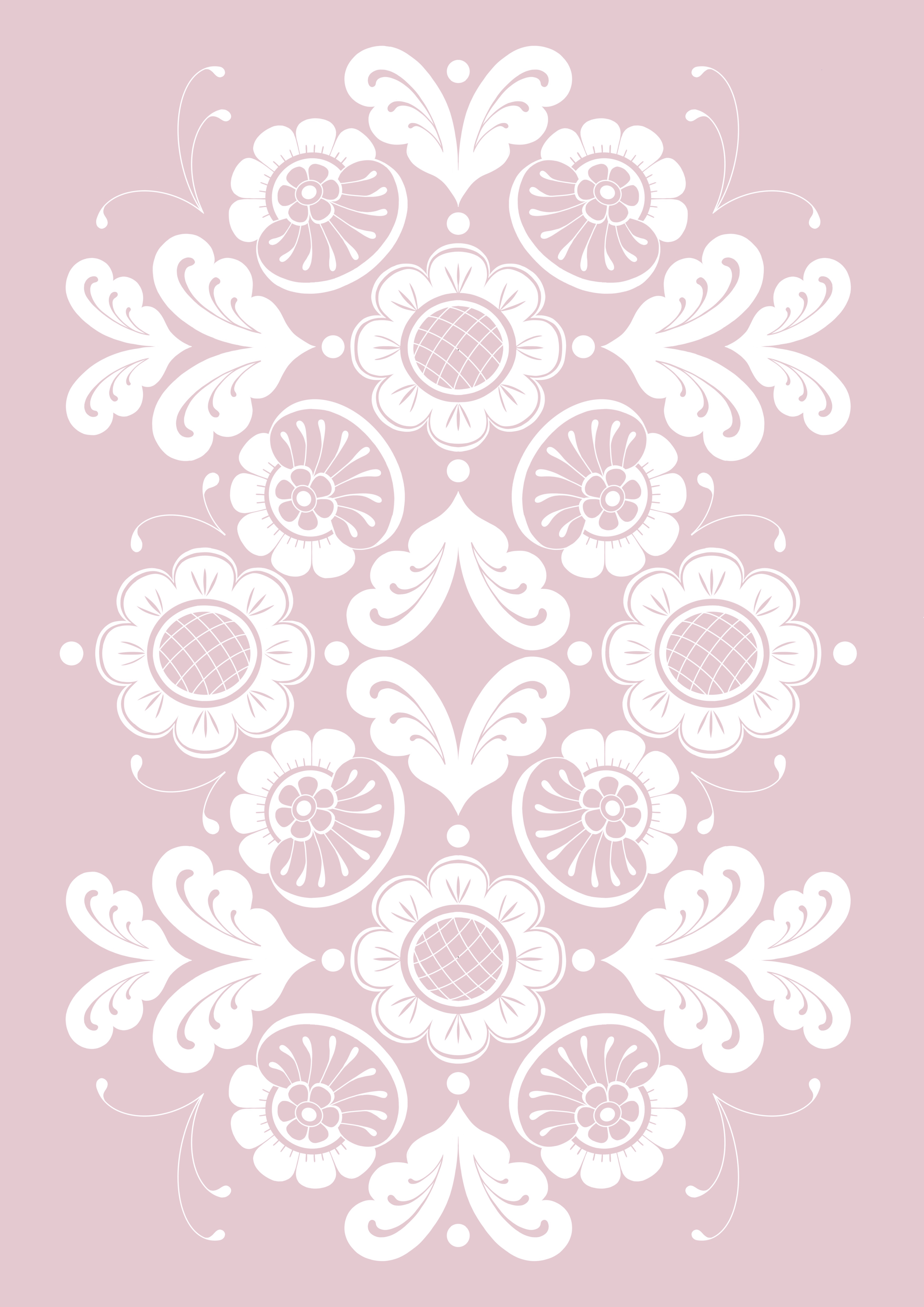 Kökshandduk "Folklore" dusty pink
