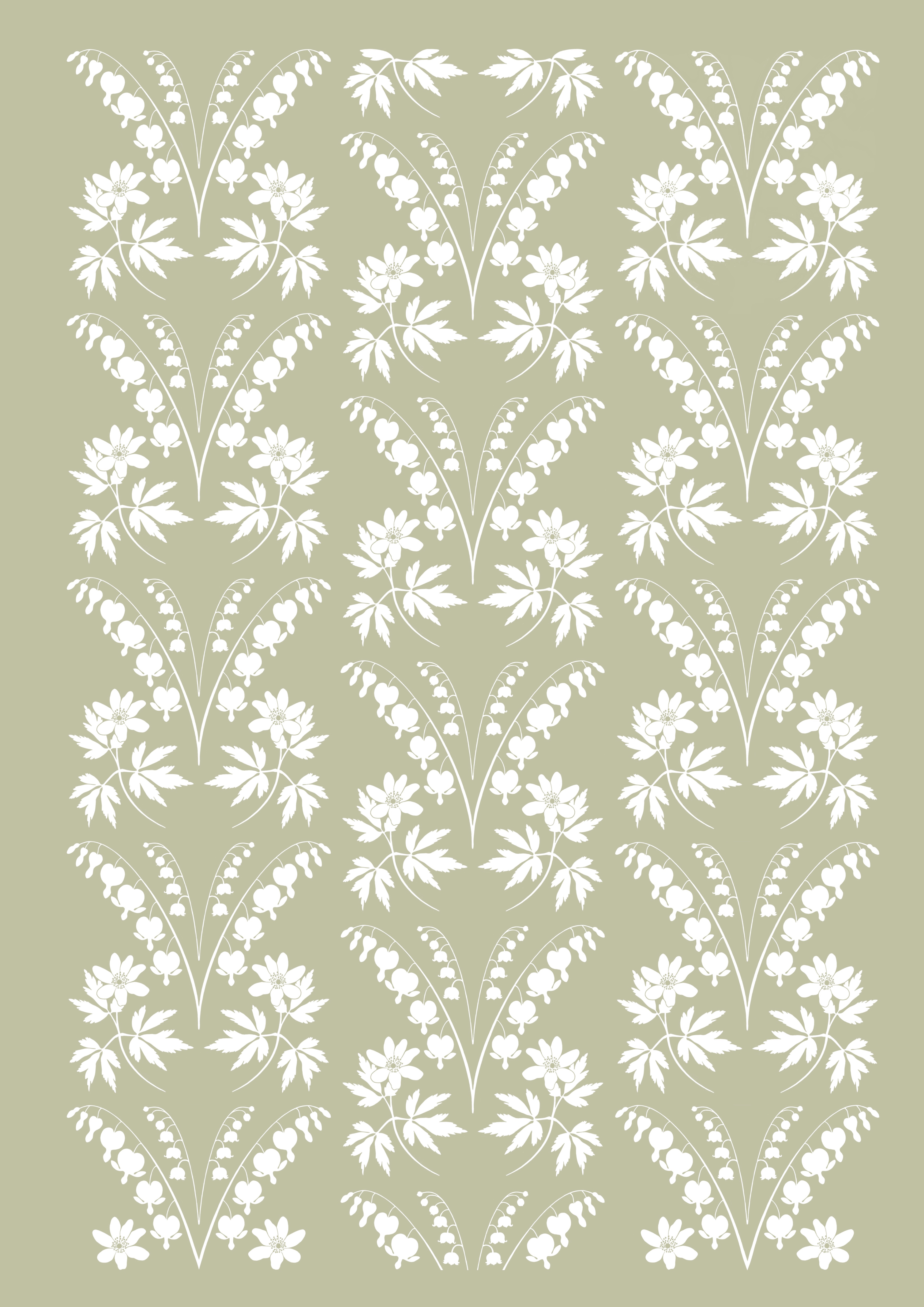 Kökshandduk "Vårblom" dusty green