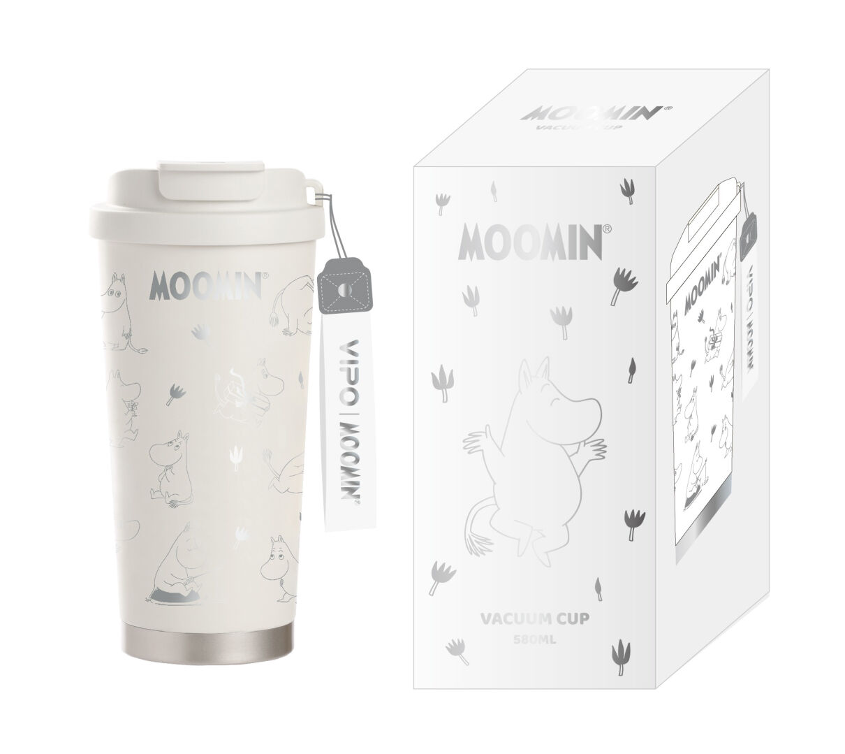 Moomin Thermos Mug 580 ml - Moomintroll White/Silver - 5