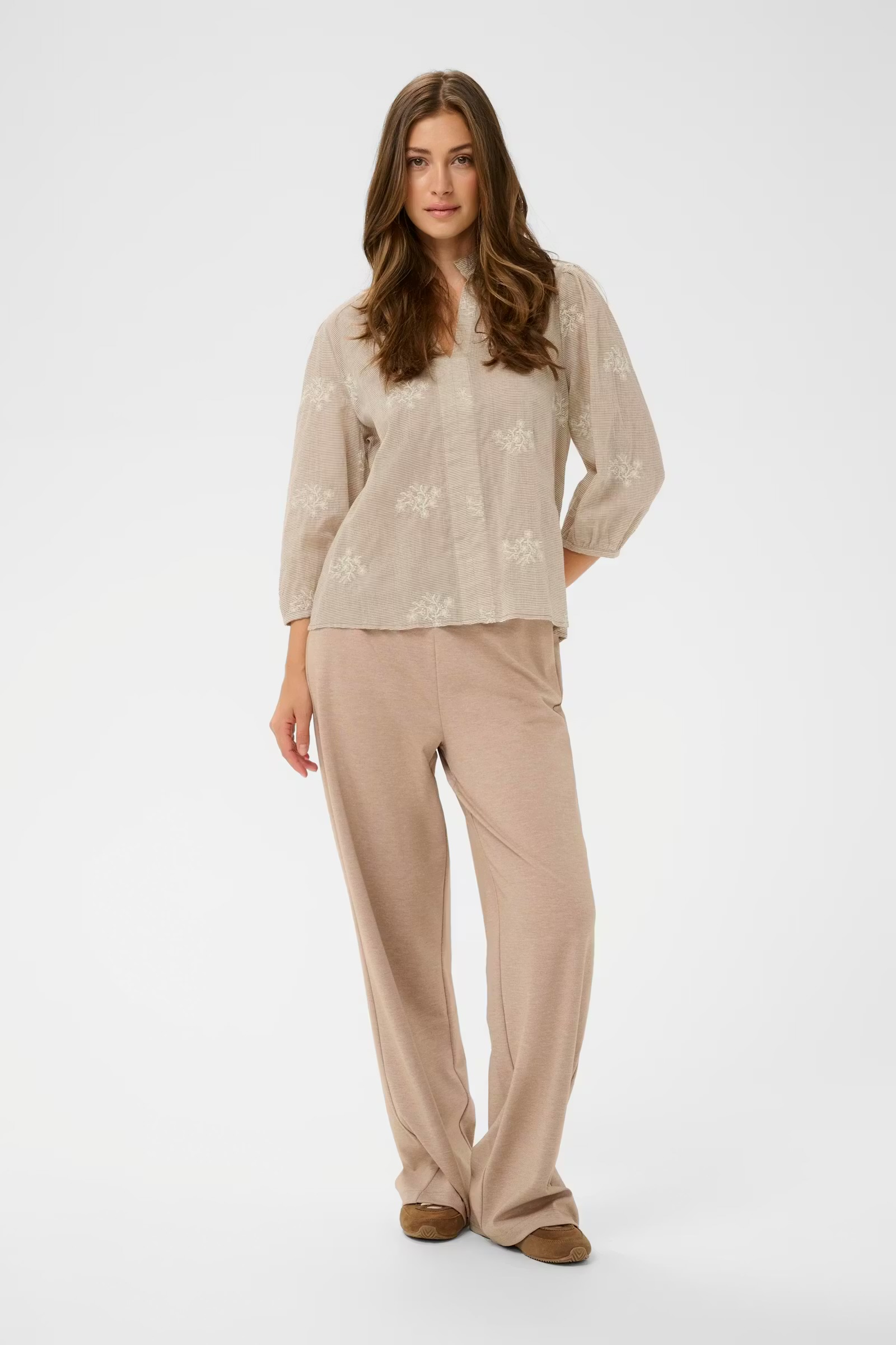 KOREY BLOUSE - BROWN, WHITE STRIPE - 6