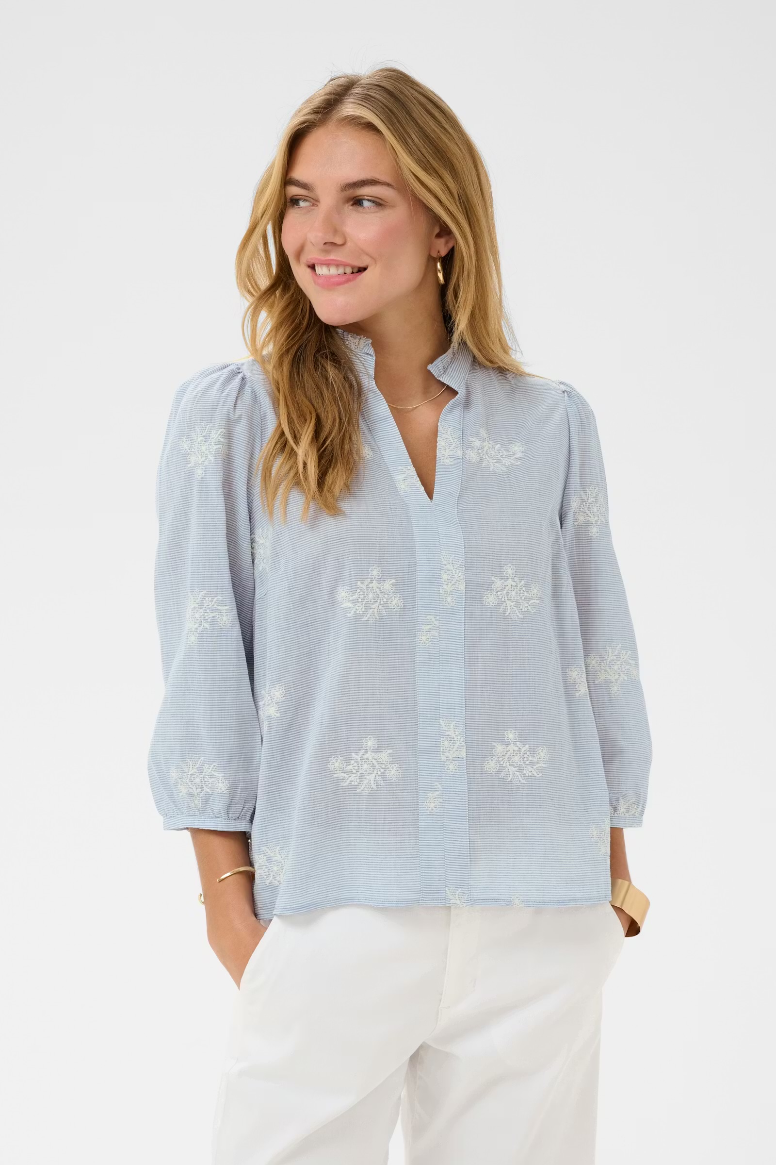 KOREY BLOUSE- FROZEN - WHITE STRIPE - 4