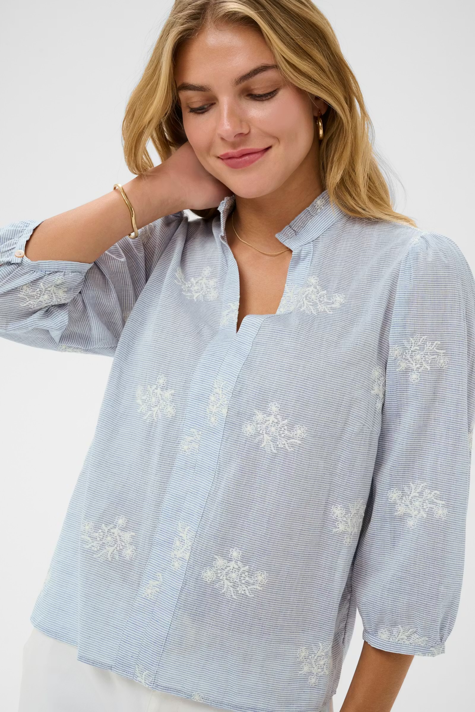 KOREY BLOUSE- FROZEN - WHITE STRIPE - 3