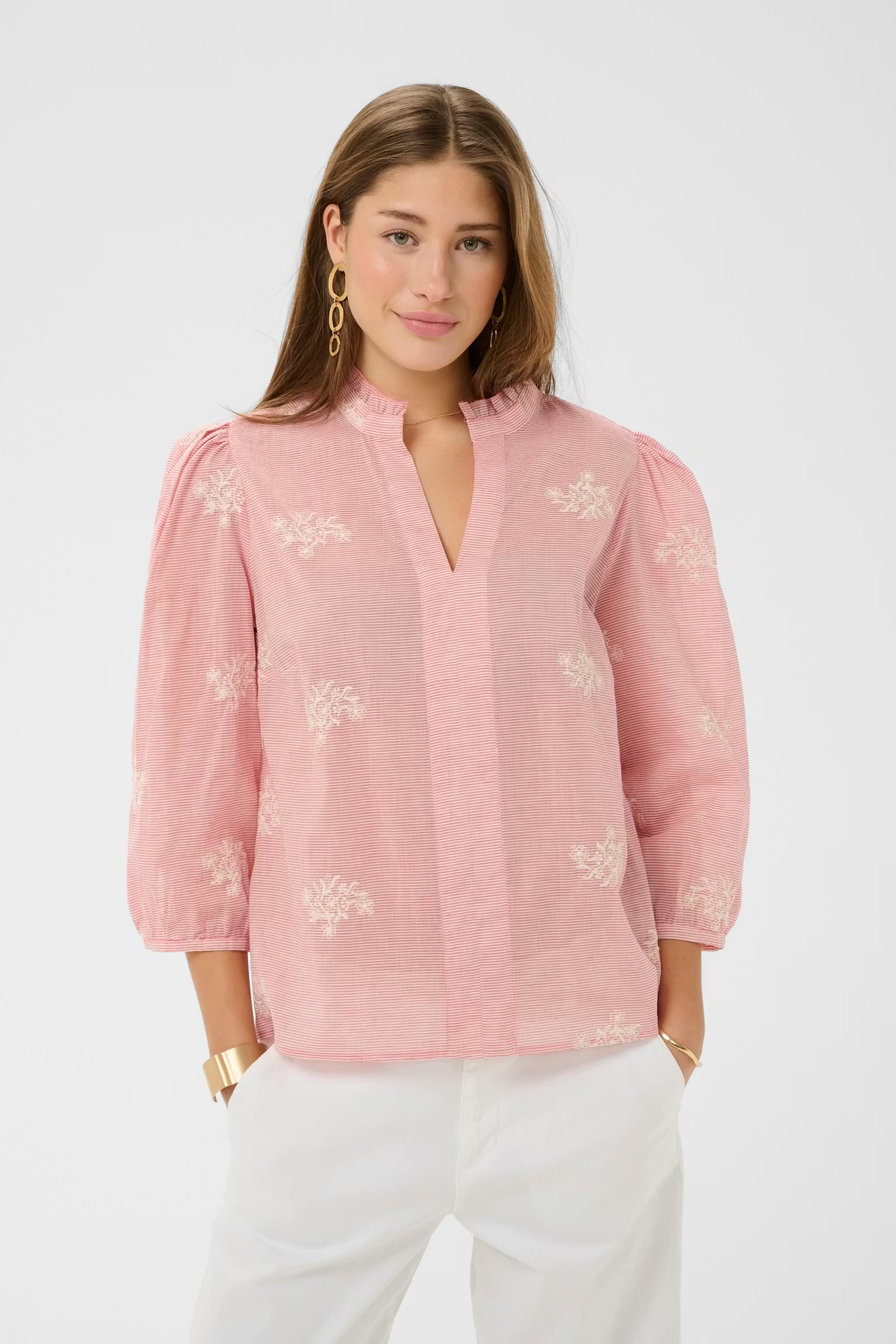 KOREY BLOUSE- HIGH RED - WHITE STRIPE - 3