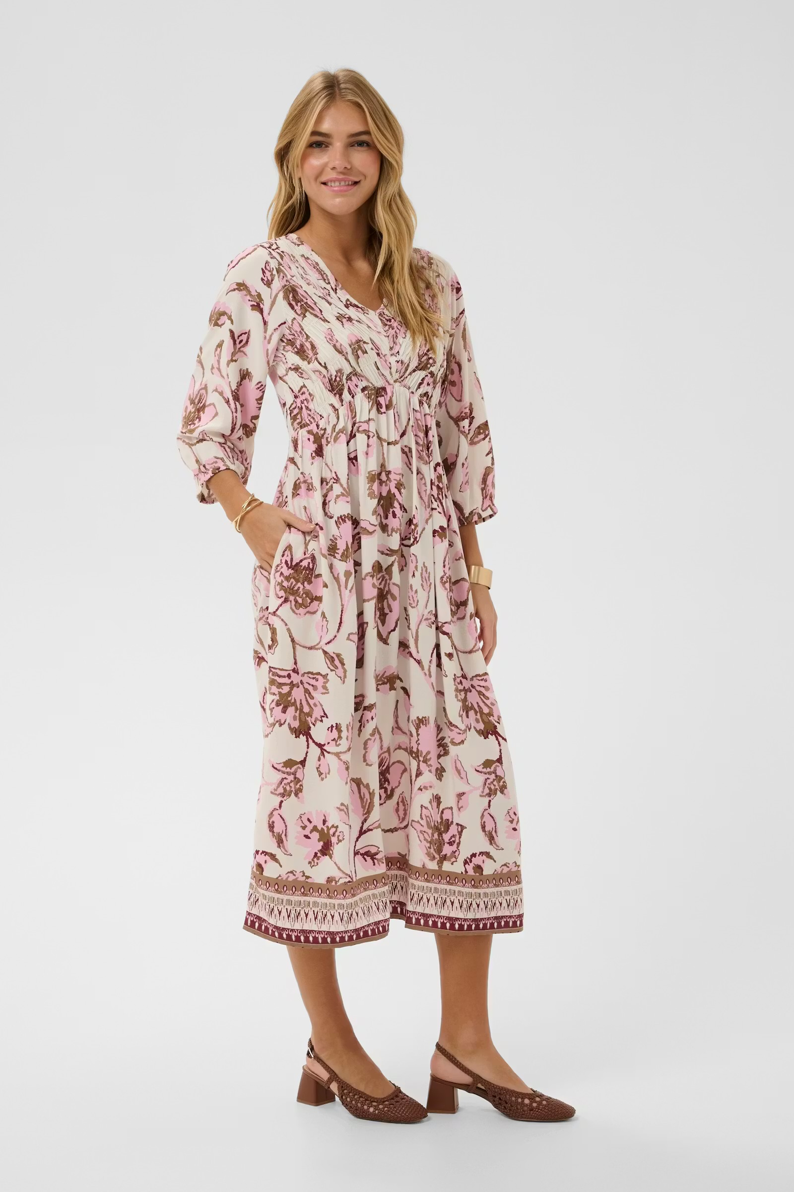 TIAH SMOCK DRESS - PINK FLOWER - 3