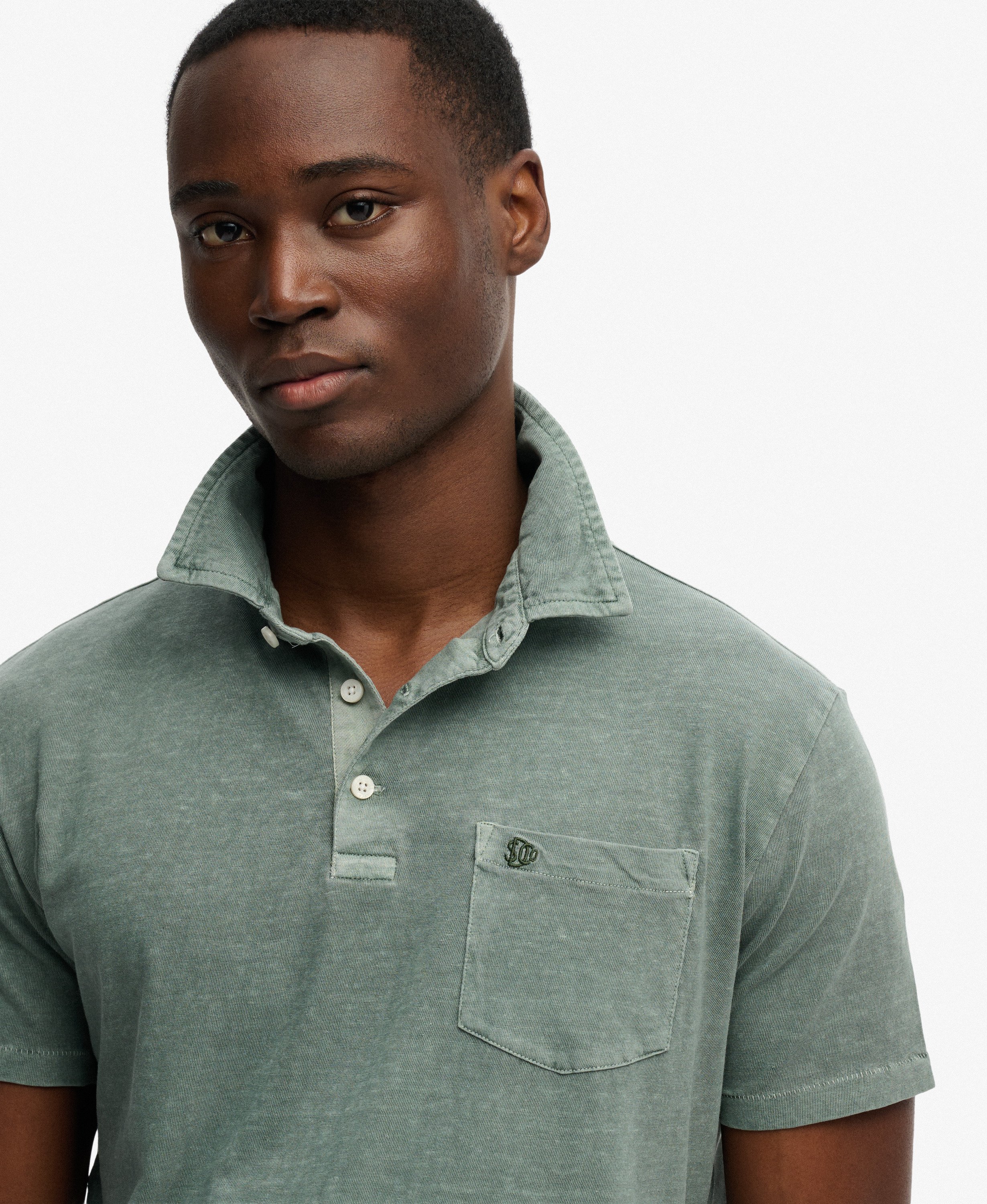 Superdry - Classic Cotton Linen Polo - Olive Branch Green - 4