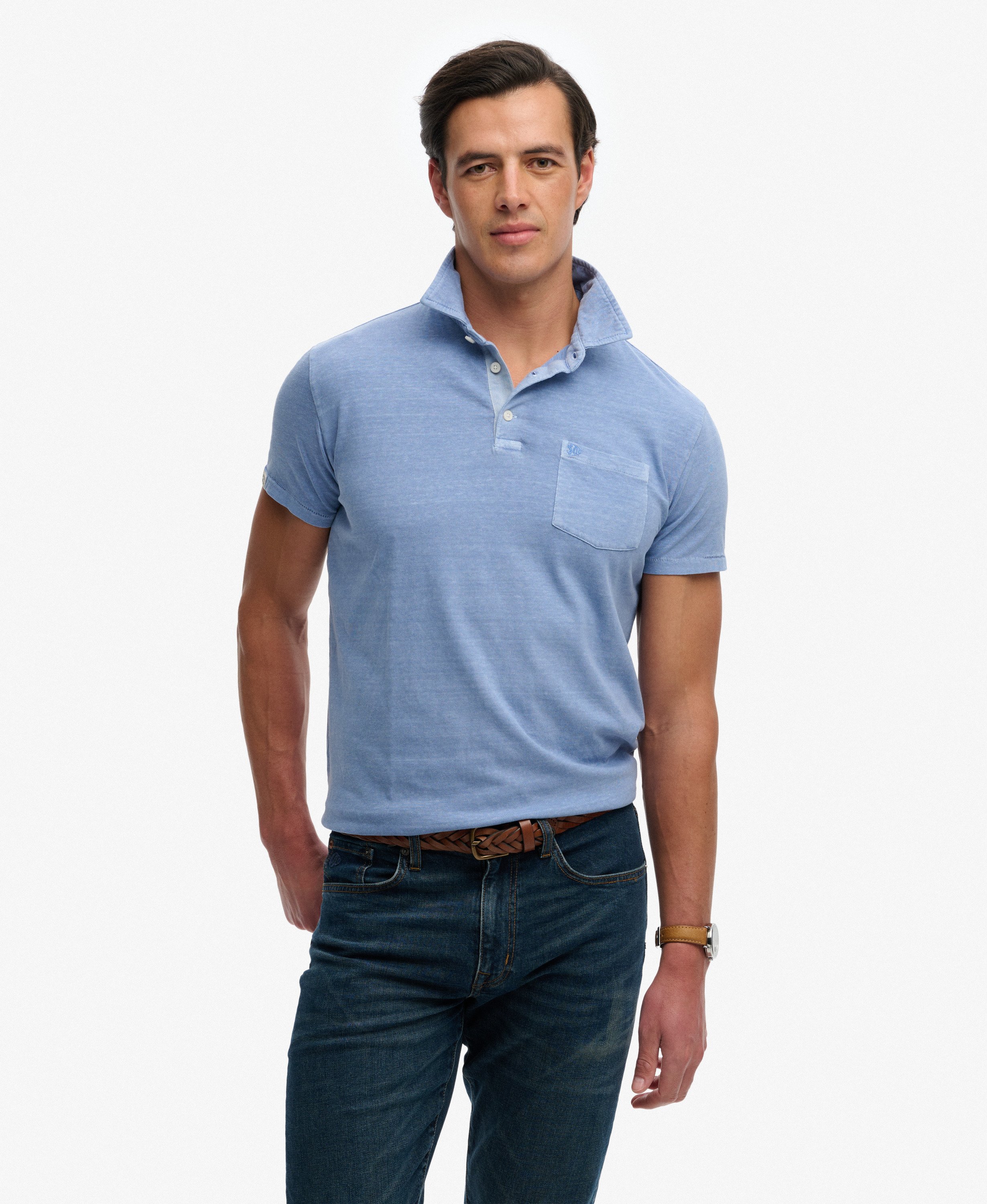 Superdry - Classic Cotton Linen Polo - Vibrant Blue