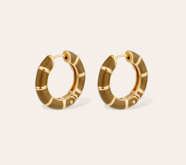 Bambou Enamel Örhängen - Khaki