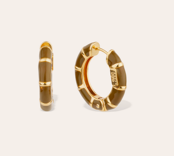 Bambou Enamel Örhängen - Khaki